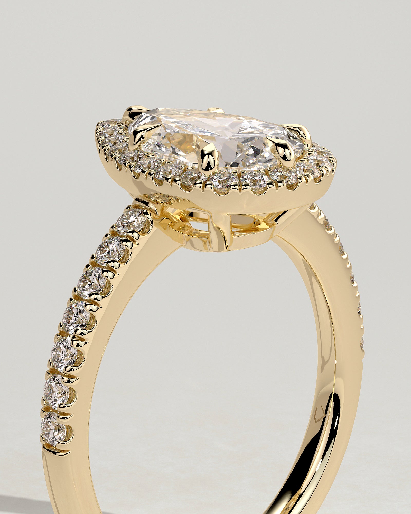 2.0 CT Pear Cut Moissanite Halo with Pavé Engagement Ring