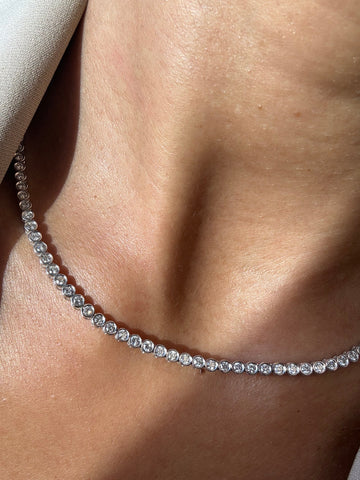 Round Moissanite Diamond Tennis Necklace