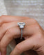 3.80 CT Emerald Three Stone Moissanite Engagement Ring - crownmoissanite