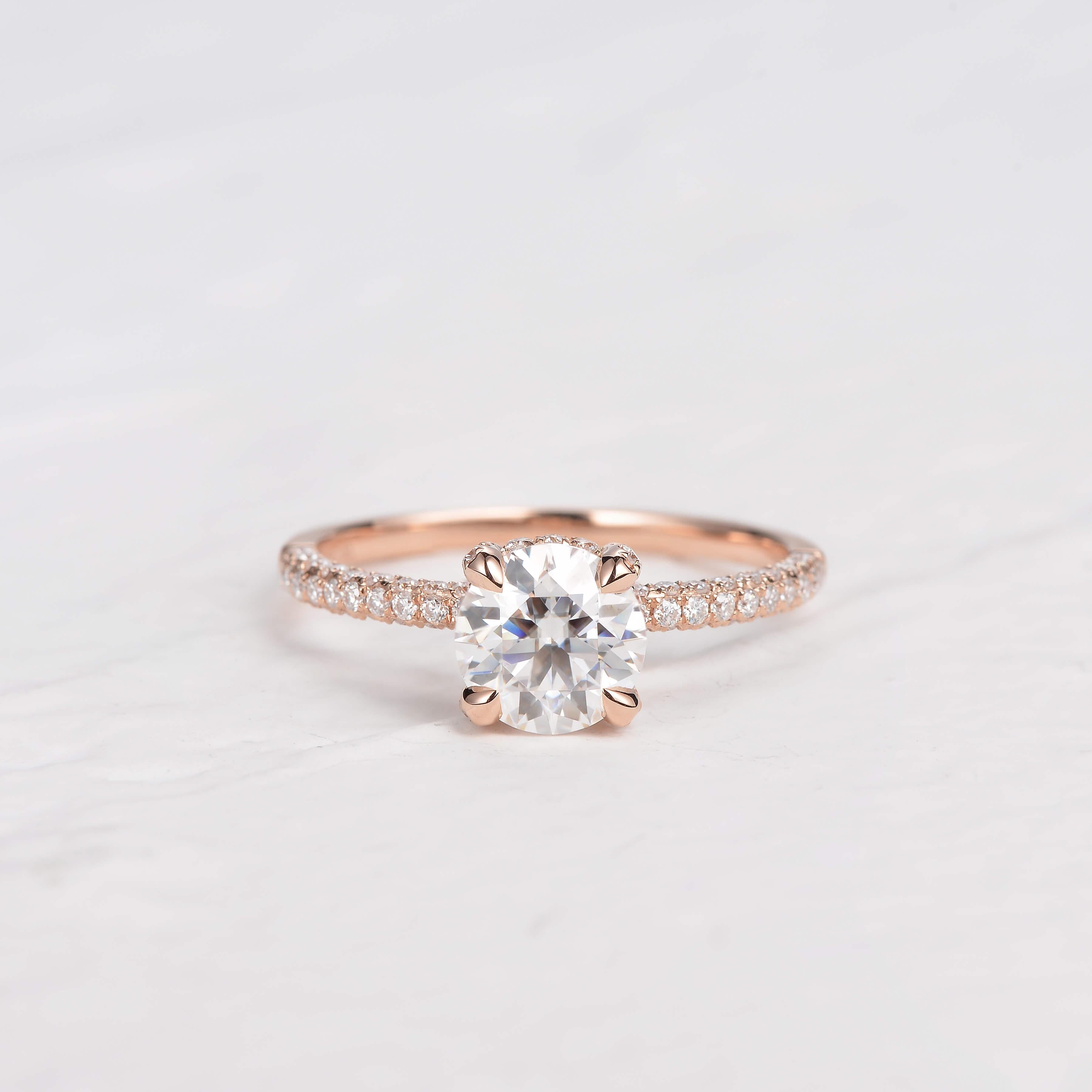 3.2 CT Round Cut Solitaire Pave Moissanite Engagement Ring - crownmoissanite