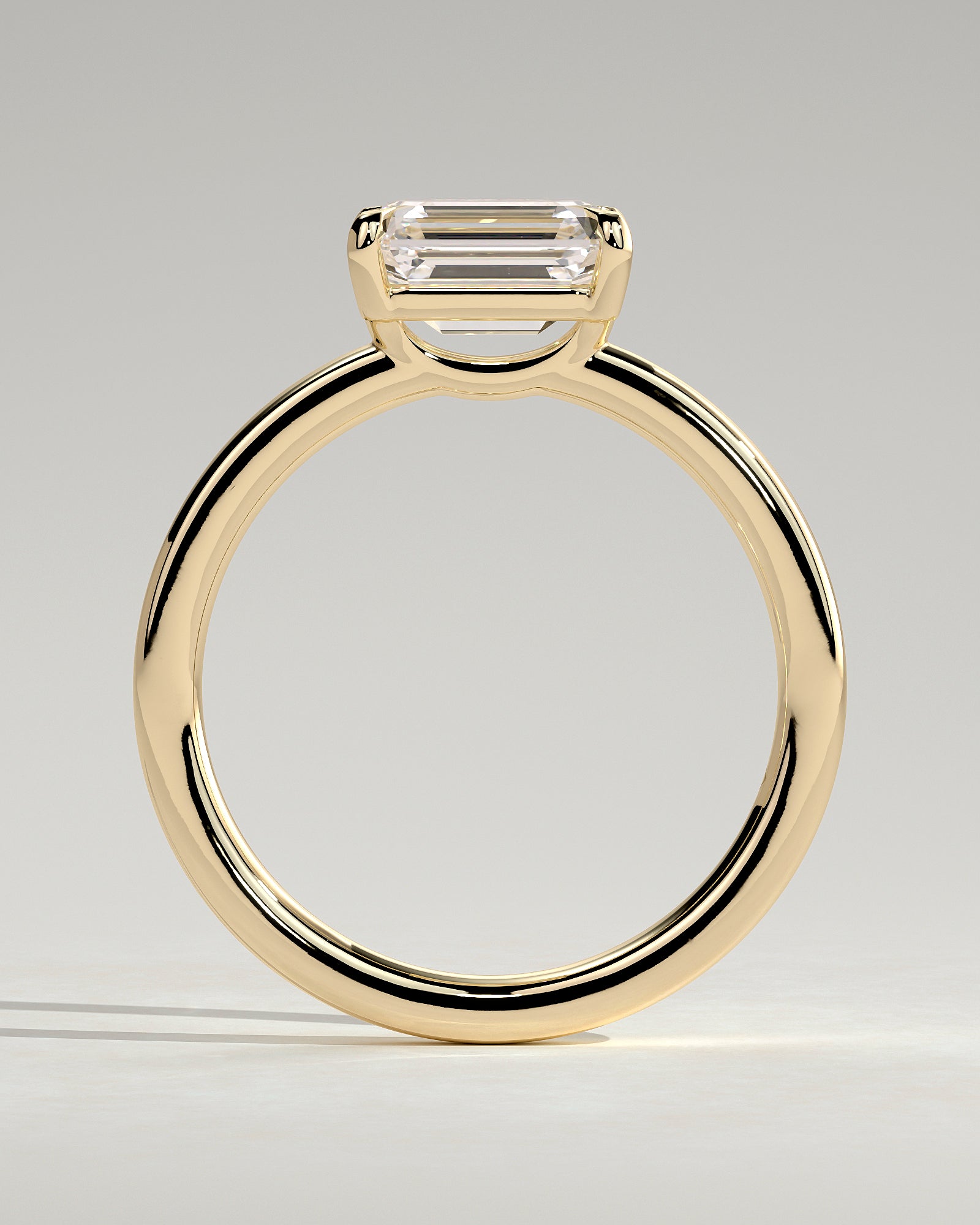 2.0 CT East West Emerald Cut Moissanite Solitaire Engagement Ring