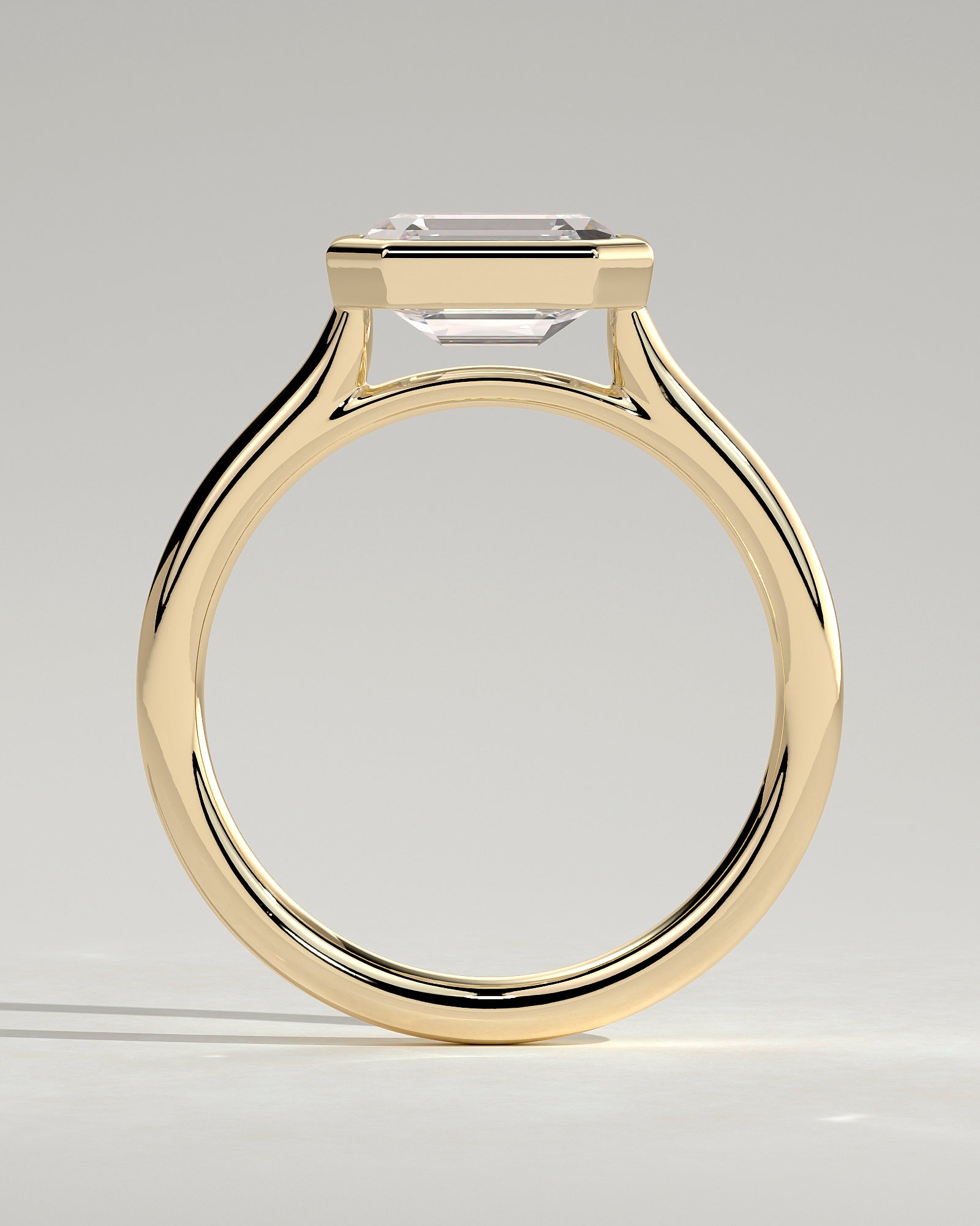 2.0 CT Emerald Cut Moissanite Bezel Engagement Ring