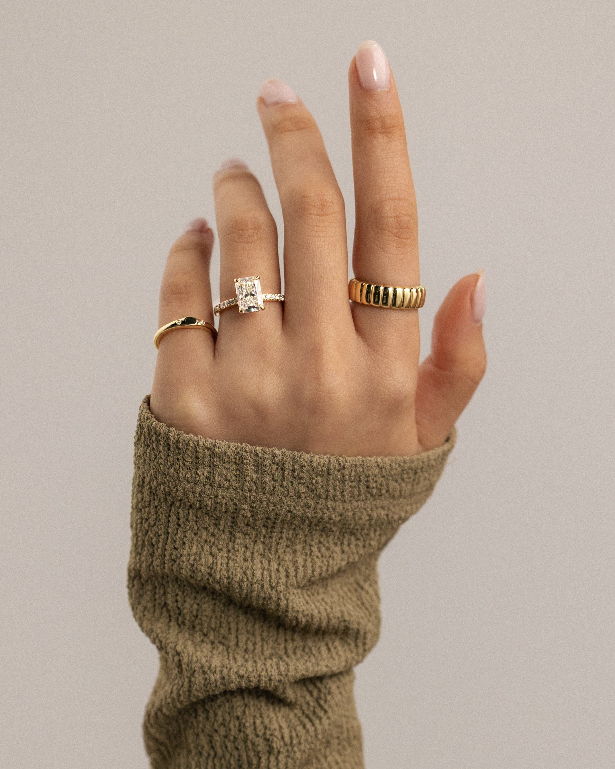 2.0 CT Radiant Cut Moissanite Pave Engagement Ring