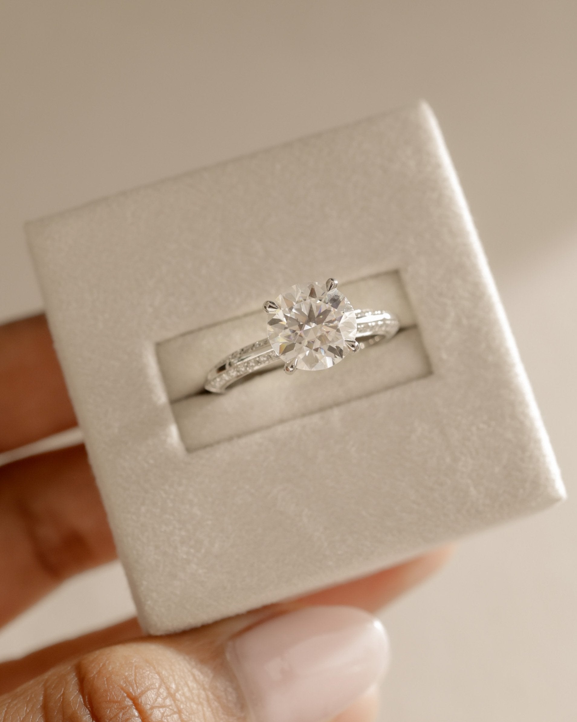 2.0 CT Round Cut Moissanite Double Side Pave Setting Engagement Ring