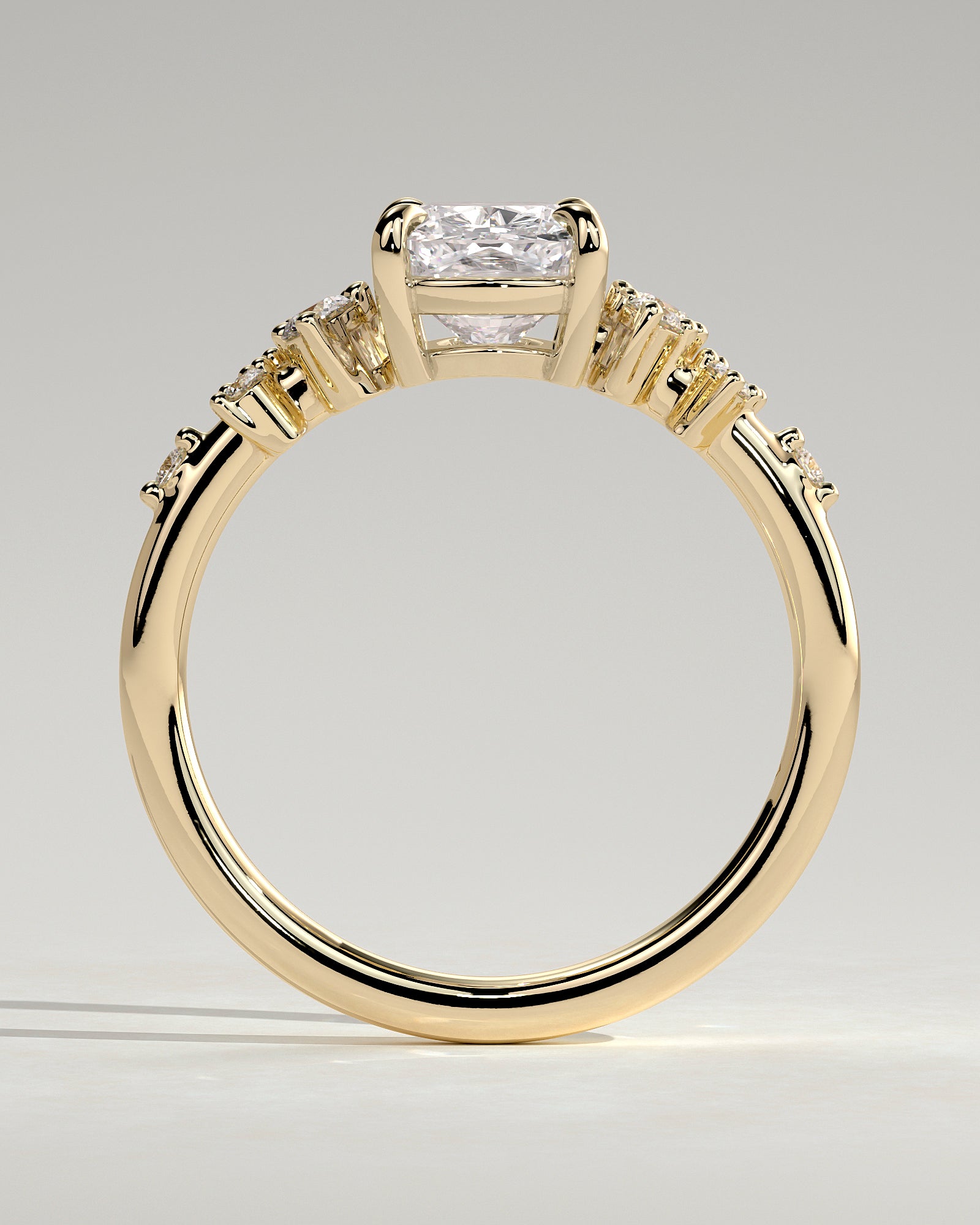 2.0 CT Elongated Cushion Cut Moissanite Cluster Engagement Ring