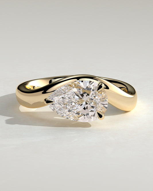 2.0 CT Pear Cut Moissanite Unique Engagement Ring