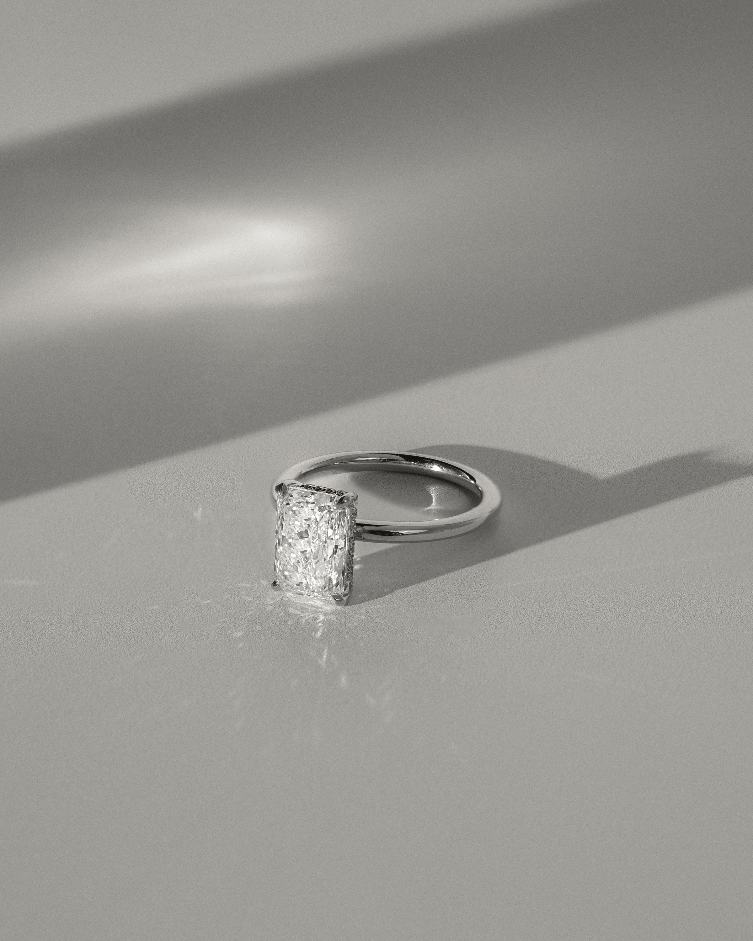 2.0 CT Radiant Cut Moissanite Hidden Halo Engagement Ring