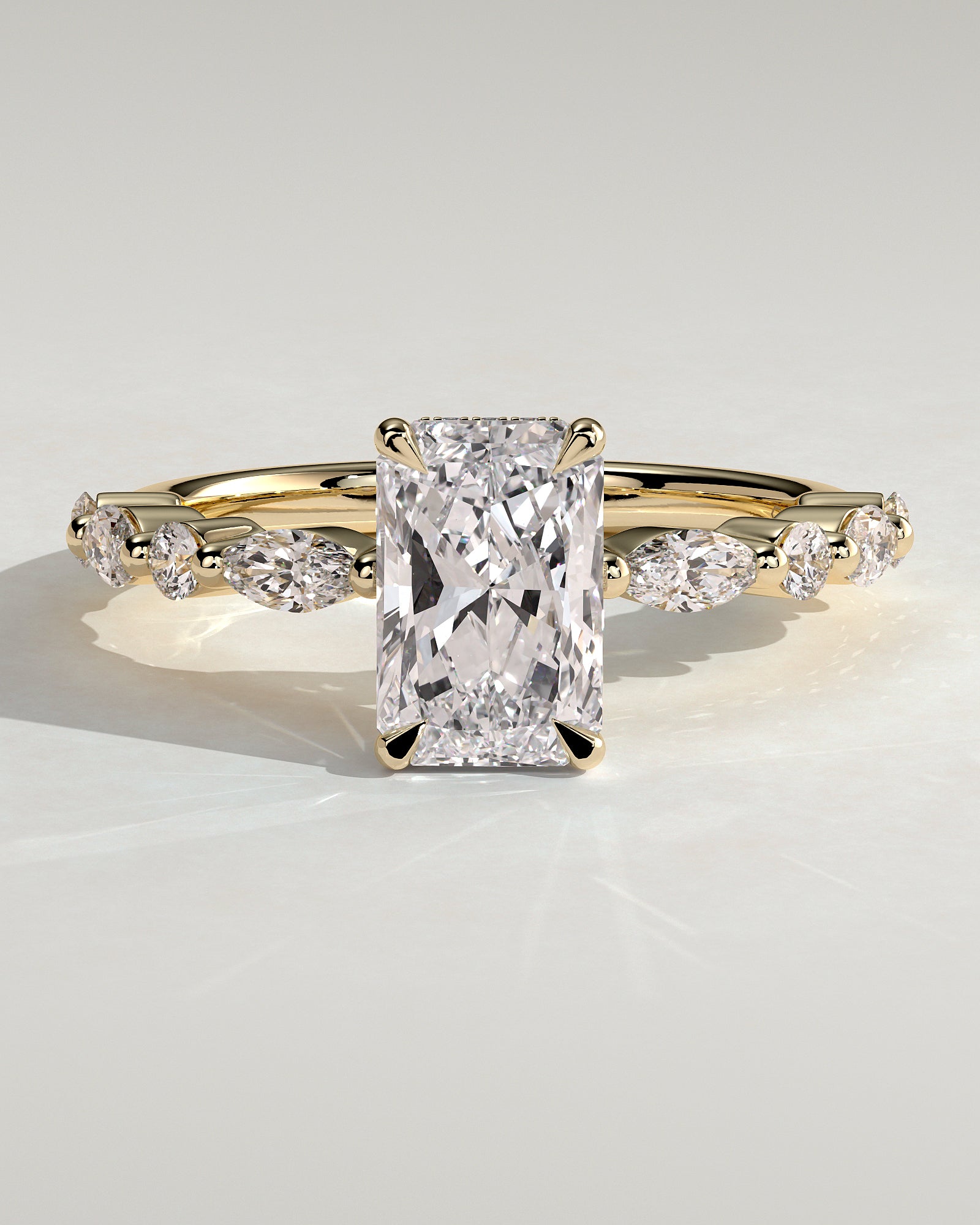 2.0 CT Radiant Cut Moissanite Pave Engagement Ring