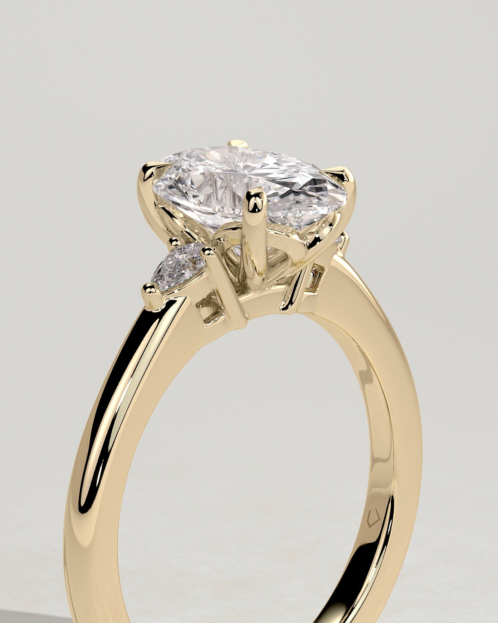 2.0 CT Oval Cut Moissanite Three Stone Engagement Ring