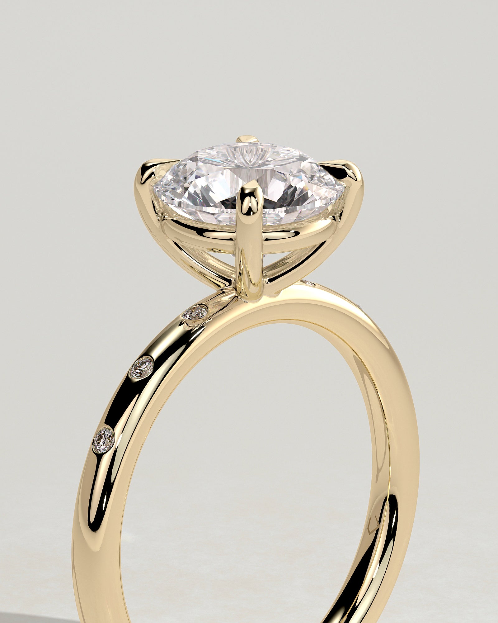 2.0 CT Round Cut Moissanite Flush Setting Engagement Ring