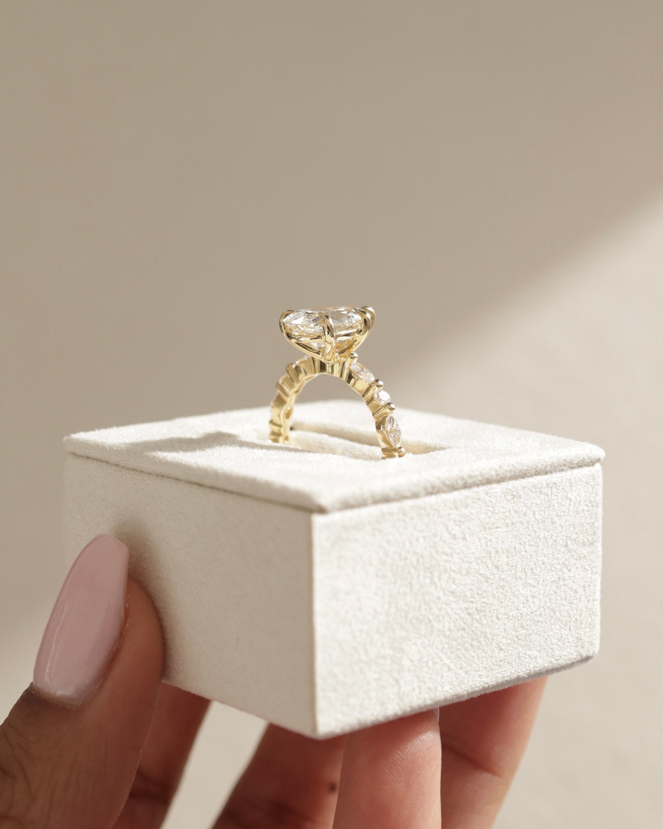 2.0 CT Pear Cut Moissanite Pave Engagement Ring