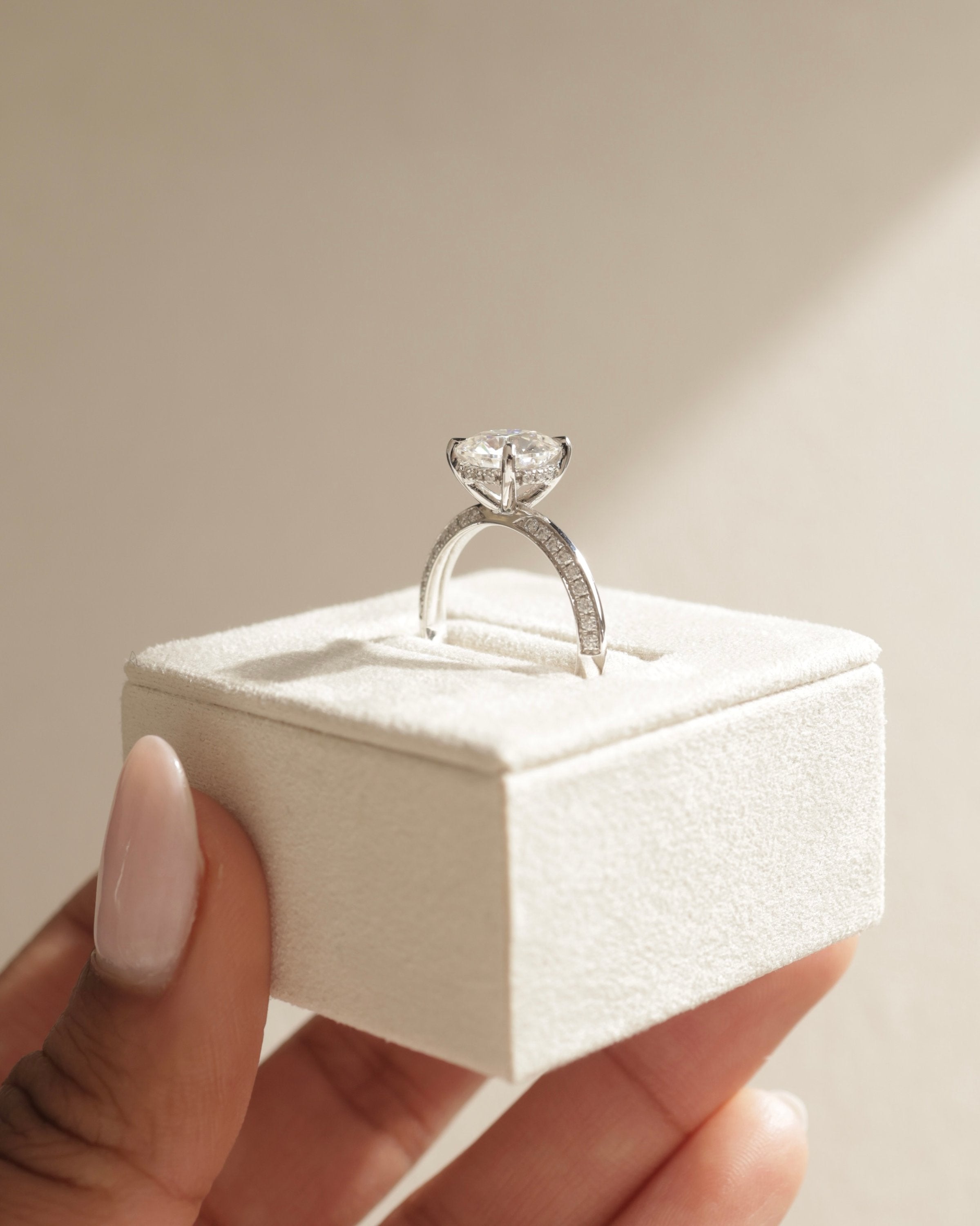 2.0 CT Round Cut Moissanite Double Side Pave Setting Engagement Ring