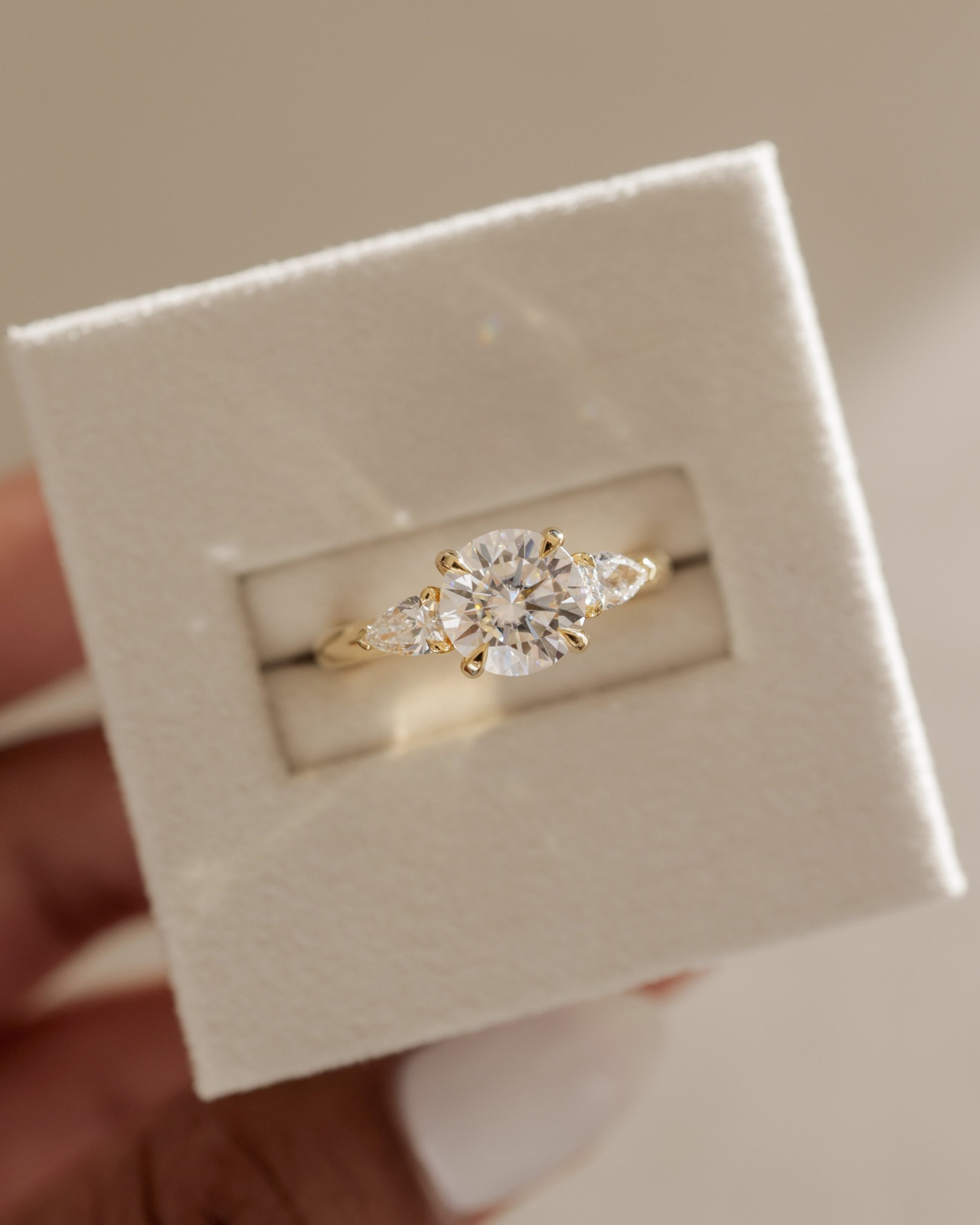 2.0 CT Round Cut Moissanite Three Stone Engagement Ring