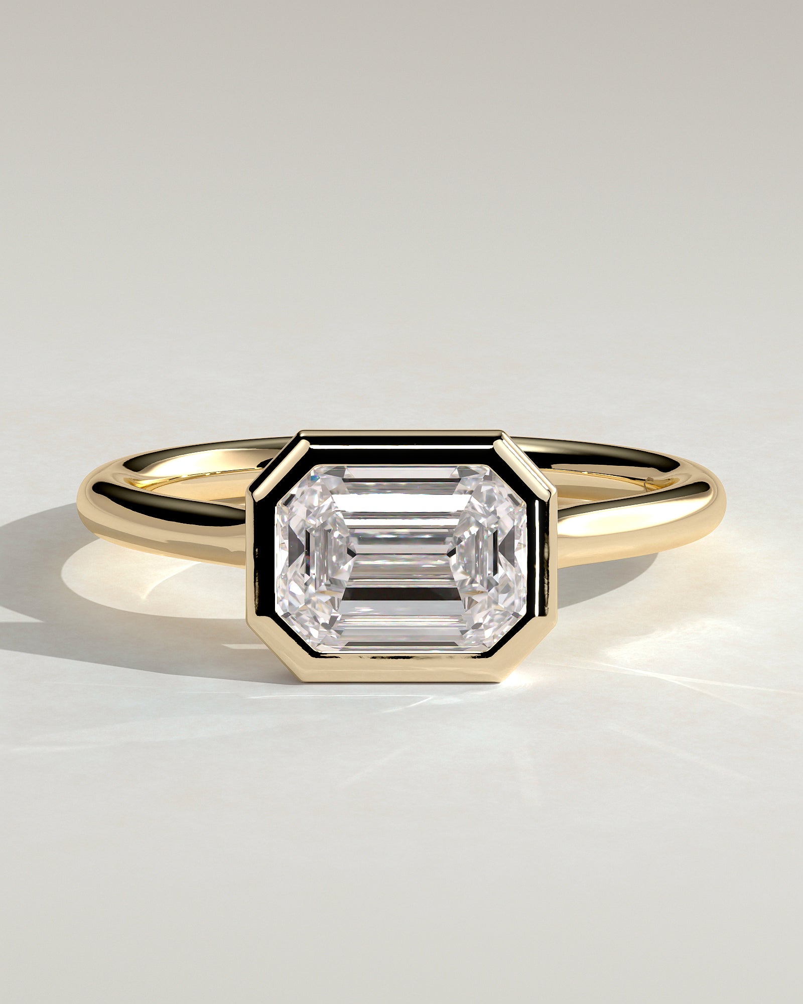 2.0 CT Emerald Cut Moissanite Bezel Engagement Ring