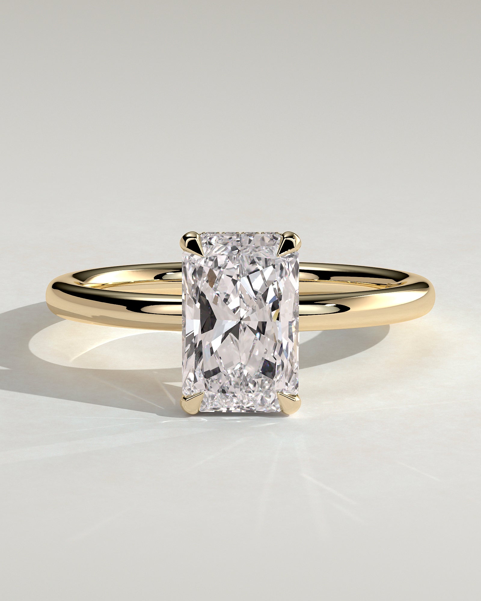 2.0 CT Radiant Cut Moissanite Hidden Halo Engagement Ring