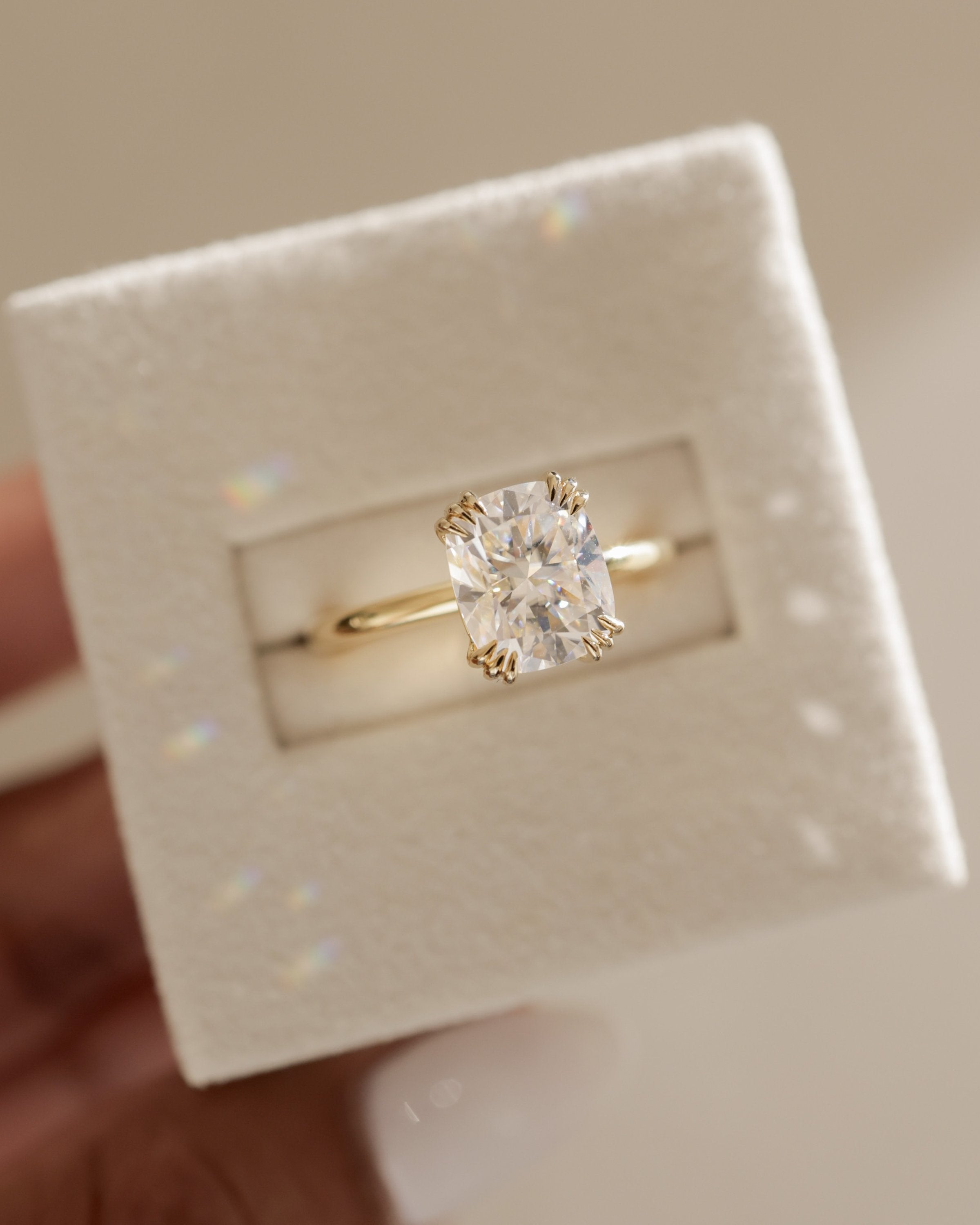 2.0 CT Elongated Cushion Cut Moissanite Solitaire Engagement Ring