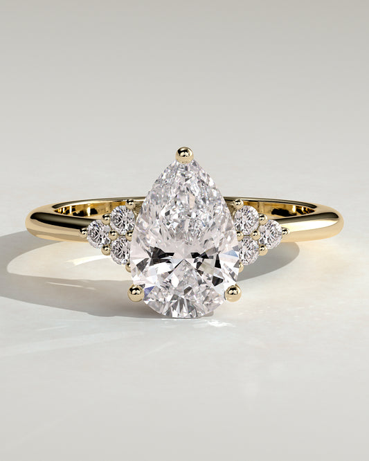2.0 CT Pear Cut Moissanite Cluster Engagement Ring
