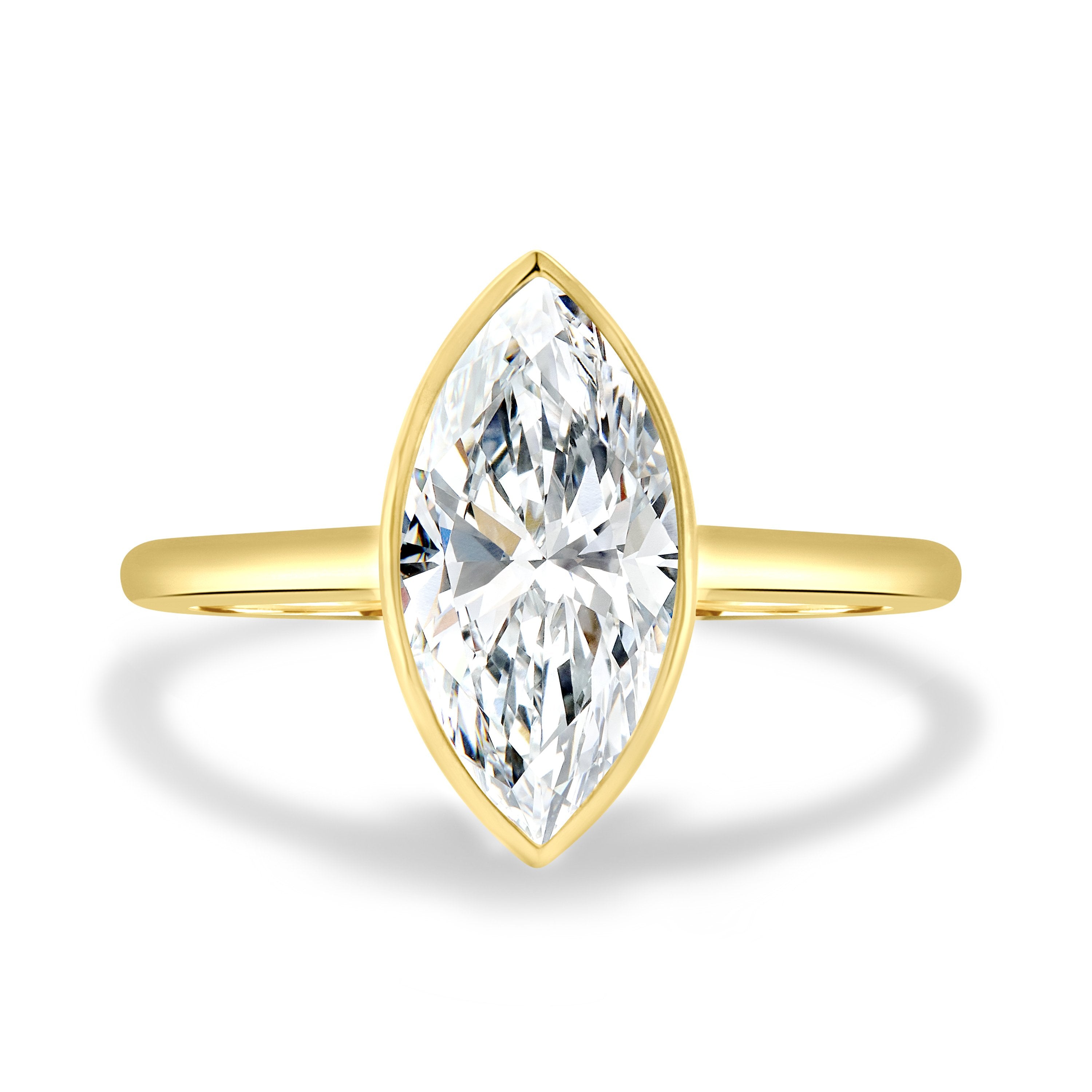 2.0 CT Marquise Cut Moissanite Bezel Engagement Ring