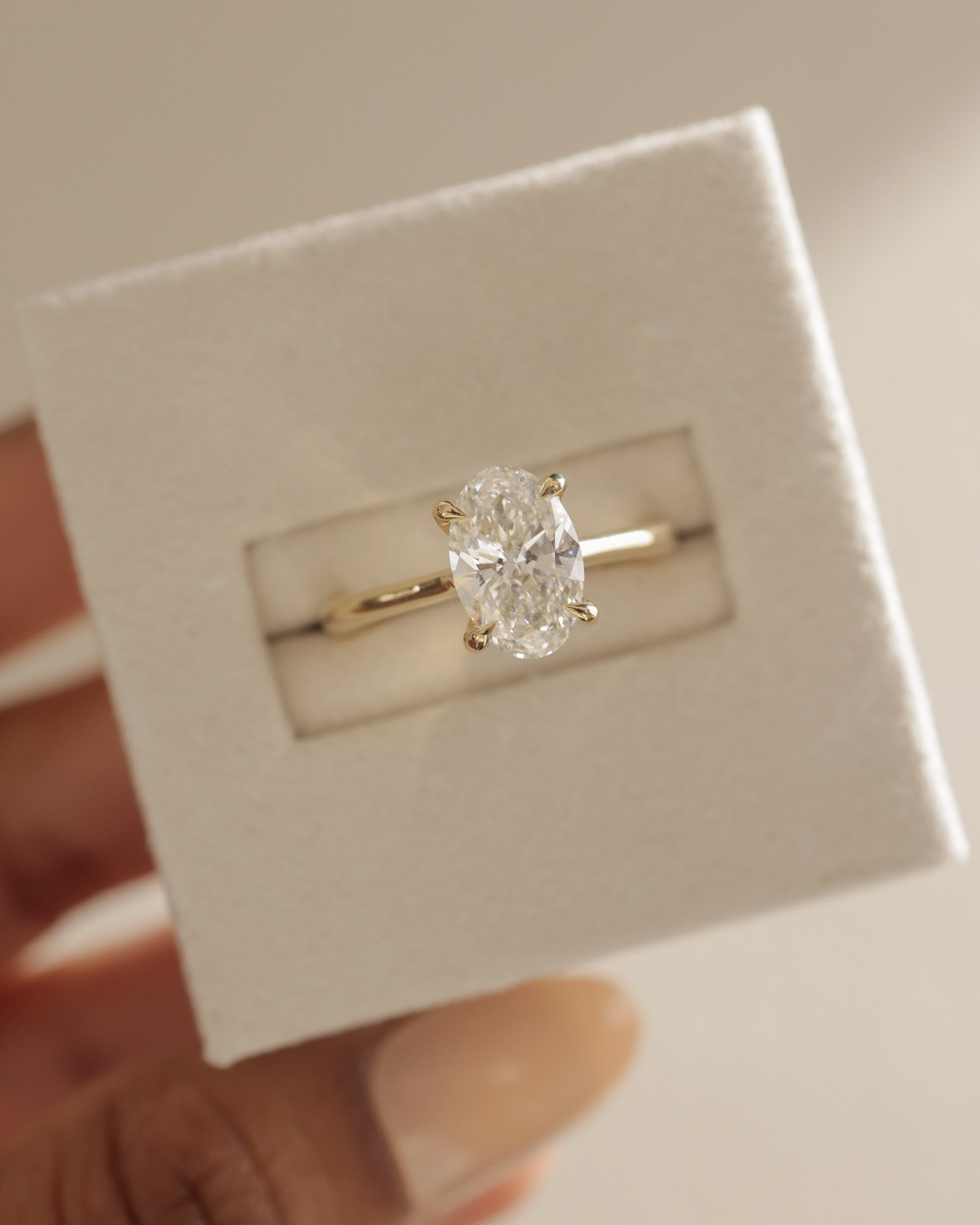 2.0 CT Oval Cut Moissanite Hidden Halo Engagement Ring