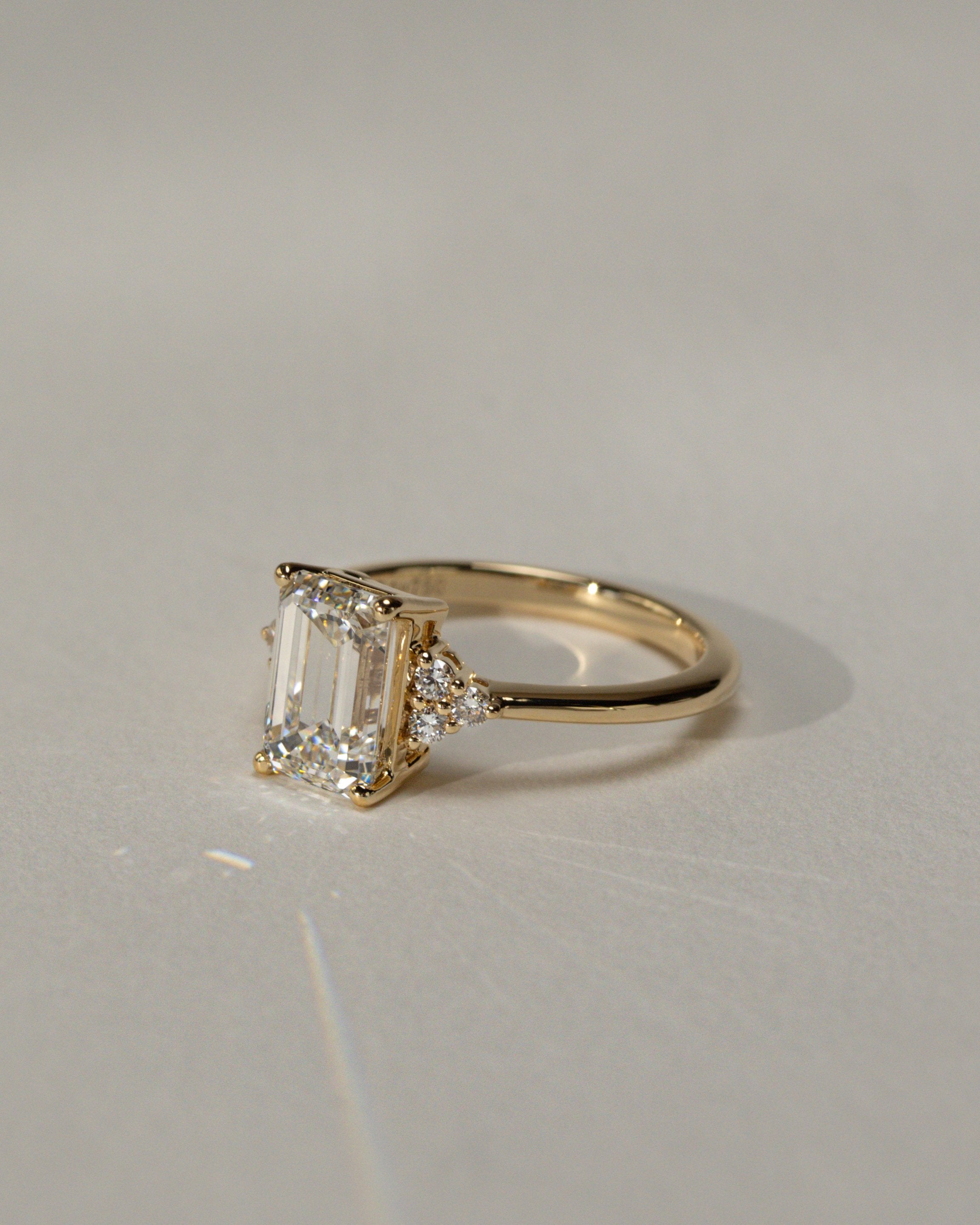 2.0 CT Emerald Cut Moissanite Cluster Engagement Ring
