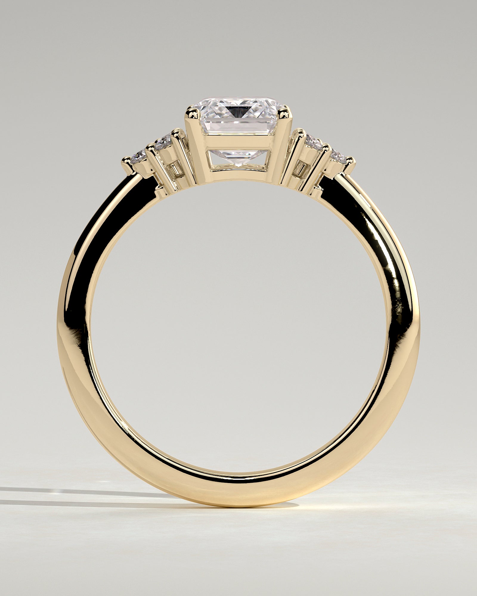 2.0 CT Emerald Cut Moissanite Cluster Engagement Ring