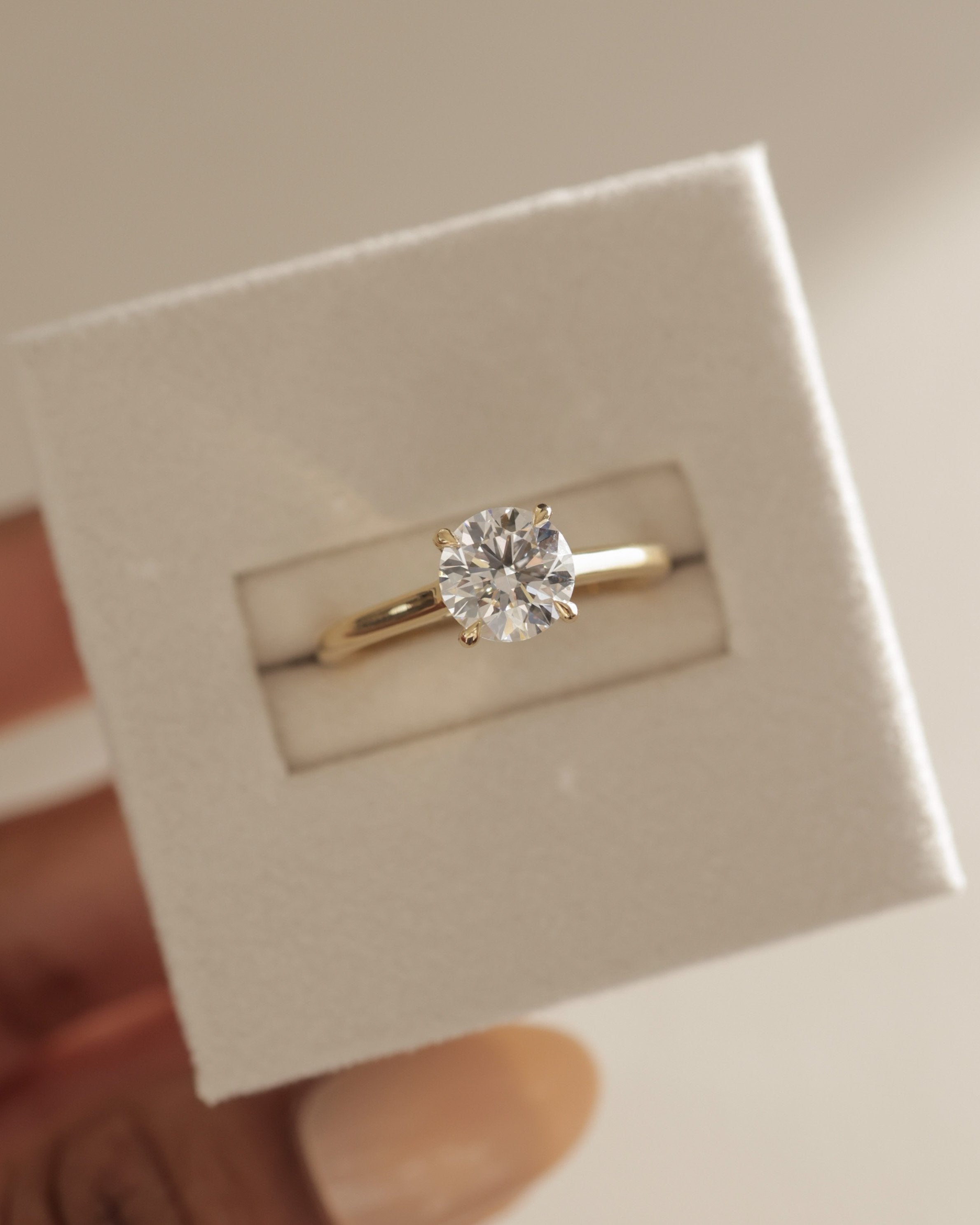 2.0 CT Round Cut Moissanite Hidden Halo Engagement Ring