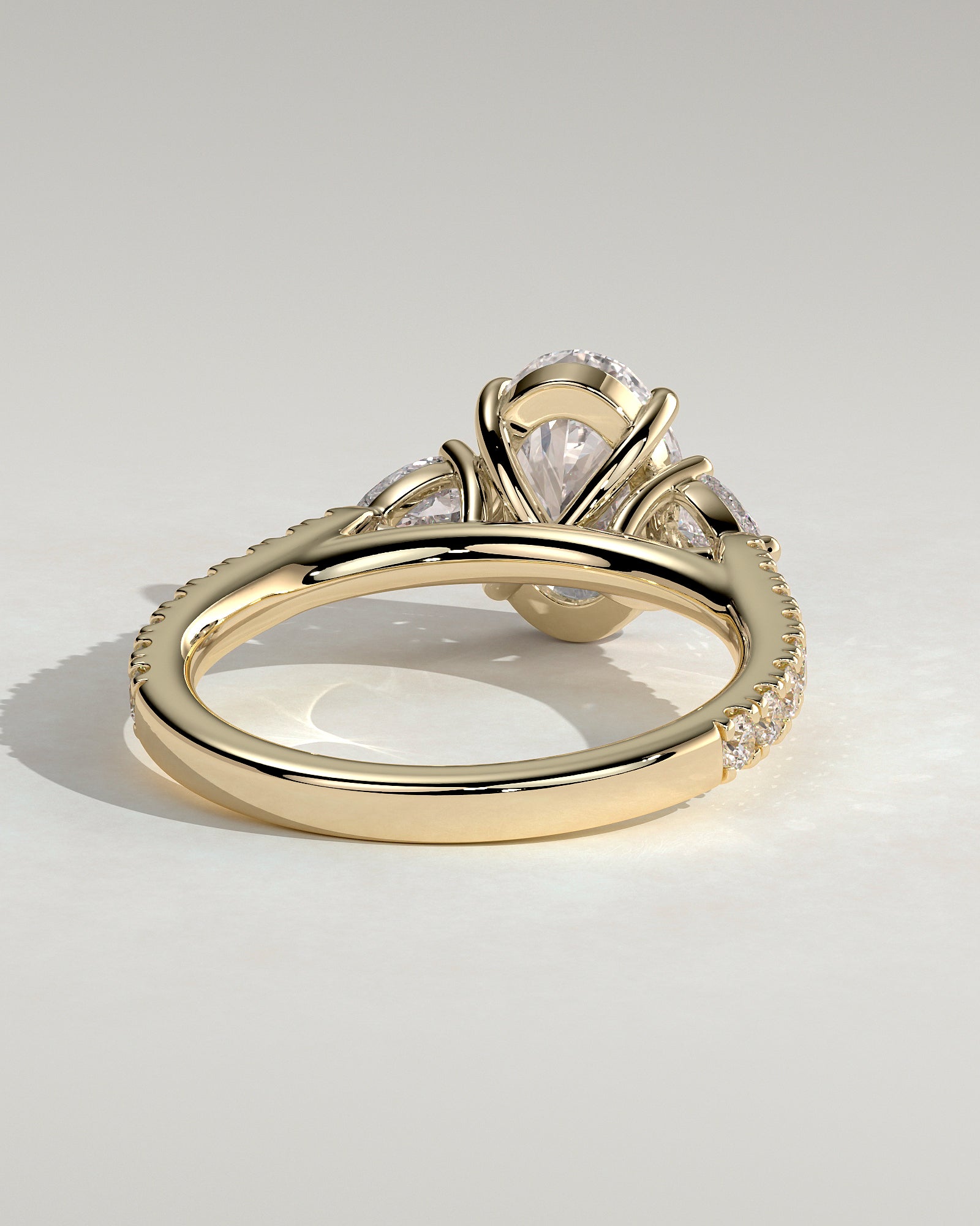 2.0 CT Oval Cut Moissanite Three Stone & Pave Engagement Ring