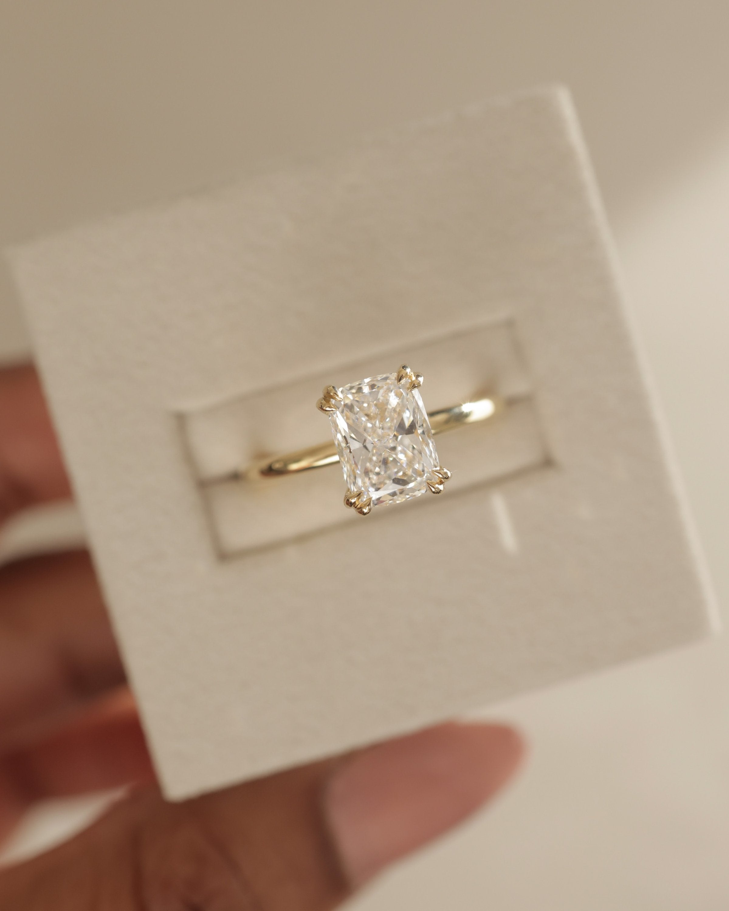 2.0 CT Elongated Cushion Cut Moissanite Hidden Halo Engagement Ring