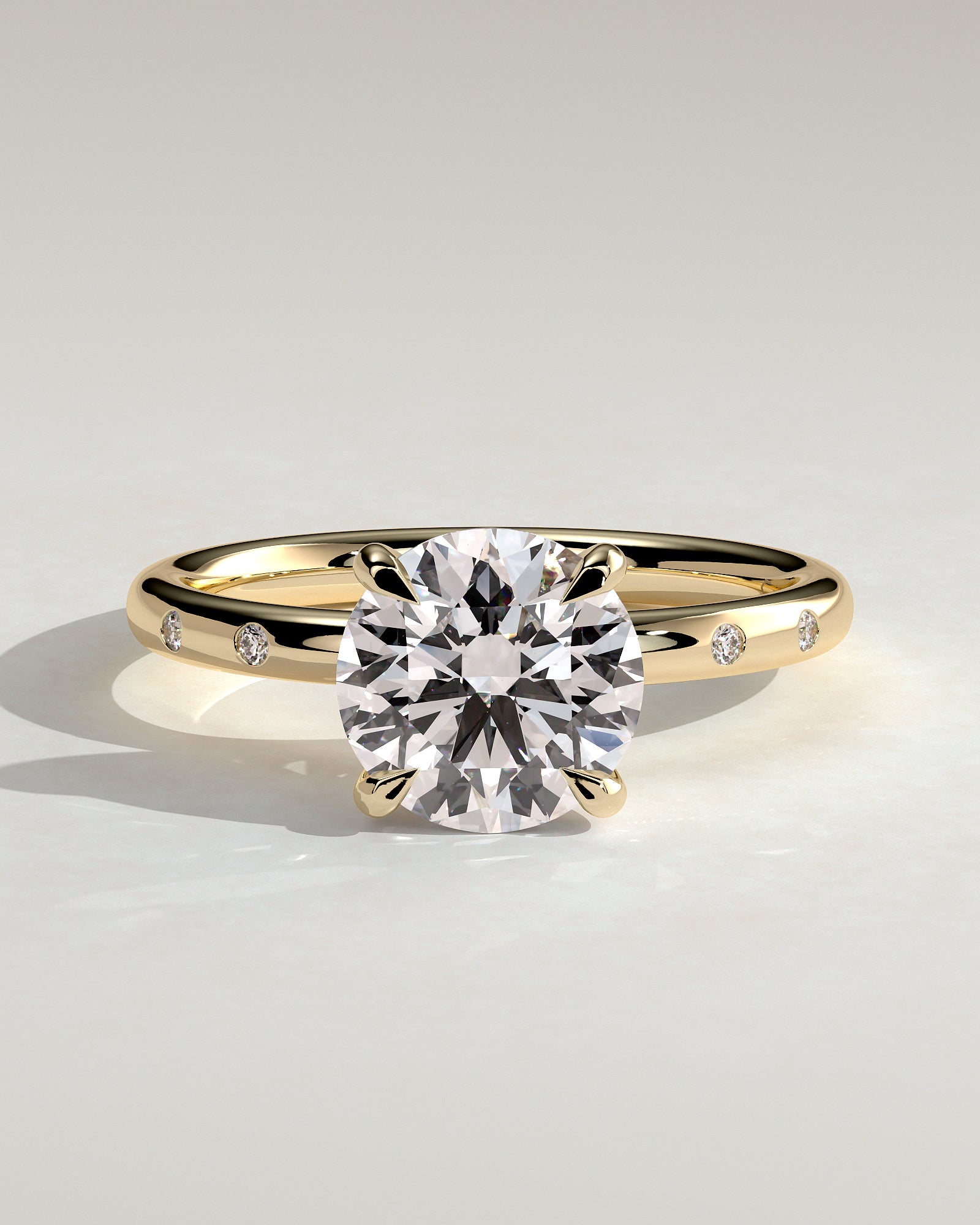 2.0 CT Round Cut Moissanite Flush Setting Engagement Ring