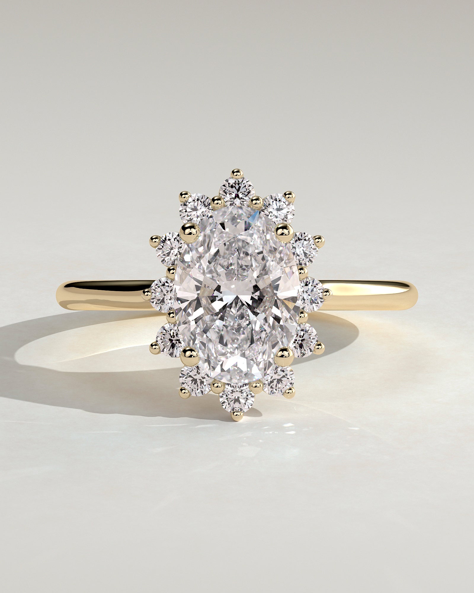 2.0 CT Oval Cut Moissanite Halo Engagement Ring