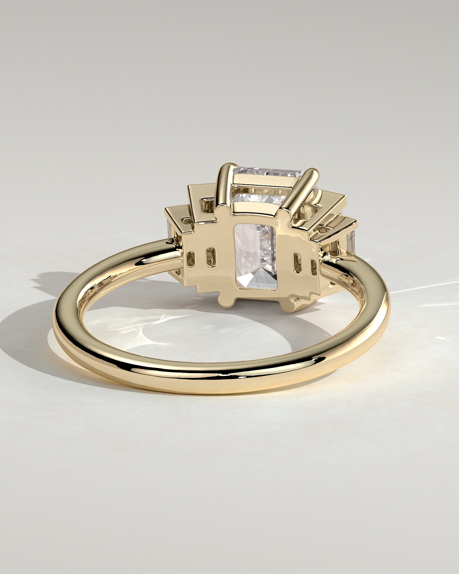 2.0 CT Emerald Cut Moissanite Five Stones Engagement Ring