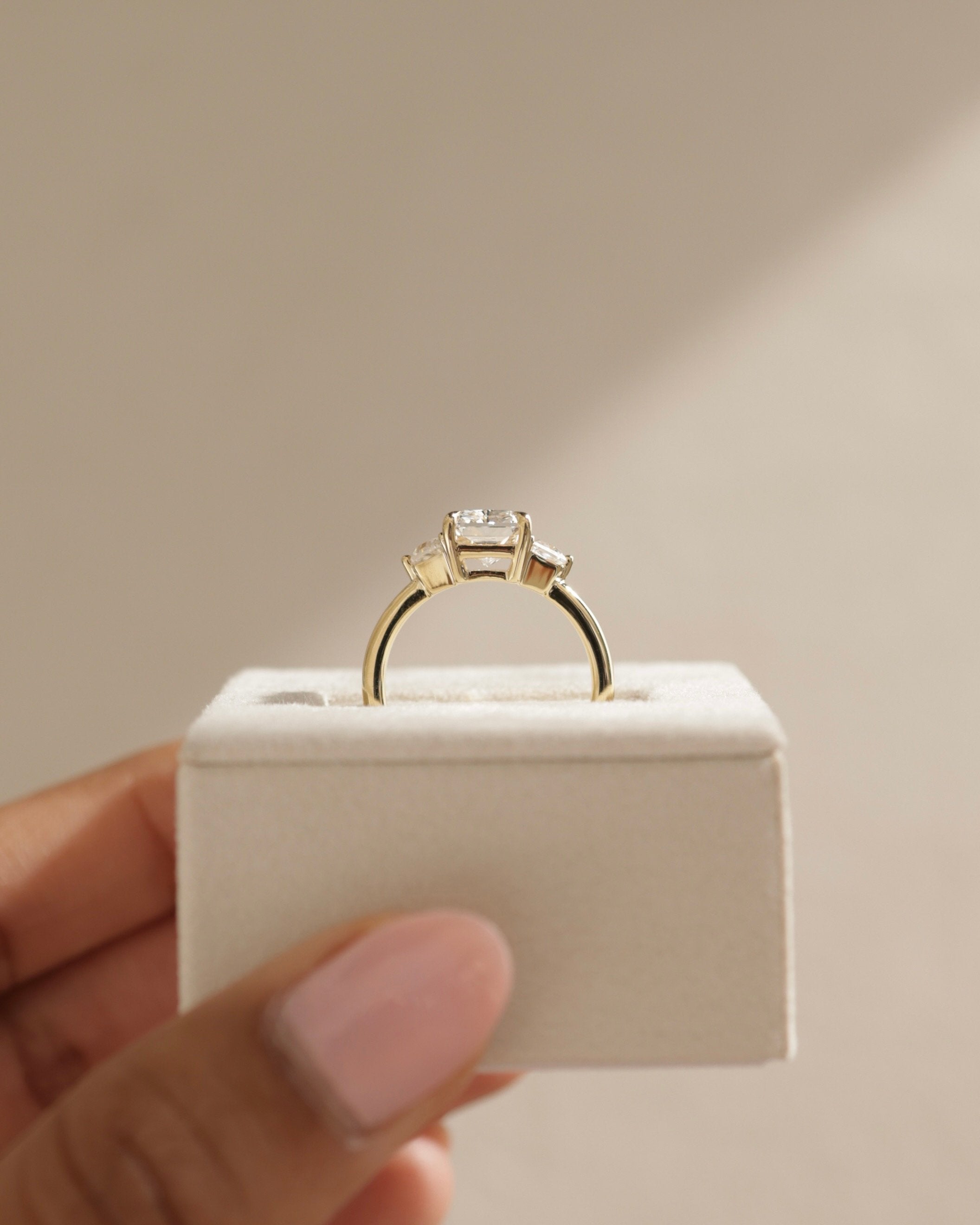 2.0 CT Radiant Cut Moissanite Three Stone Engagement Ring