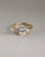 2.0 CT Elongated Cushion Cut Moissanite Three Stone Engagement Ring