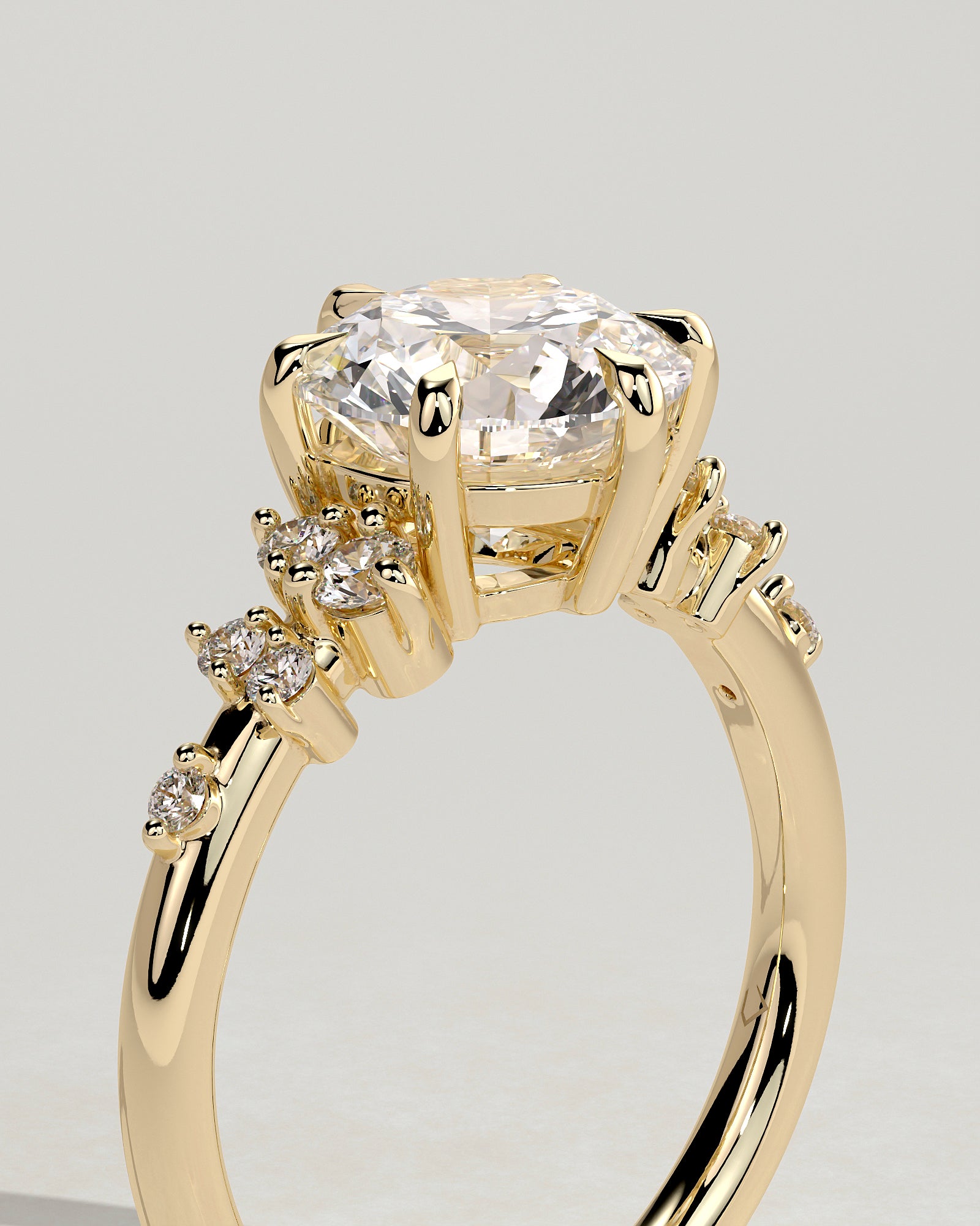 2.0 CT Round Cut Moissanite Cluster Engagement Ring