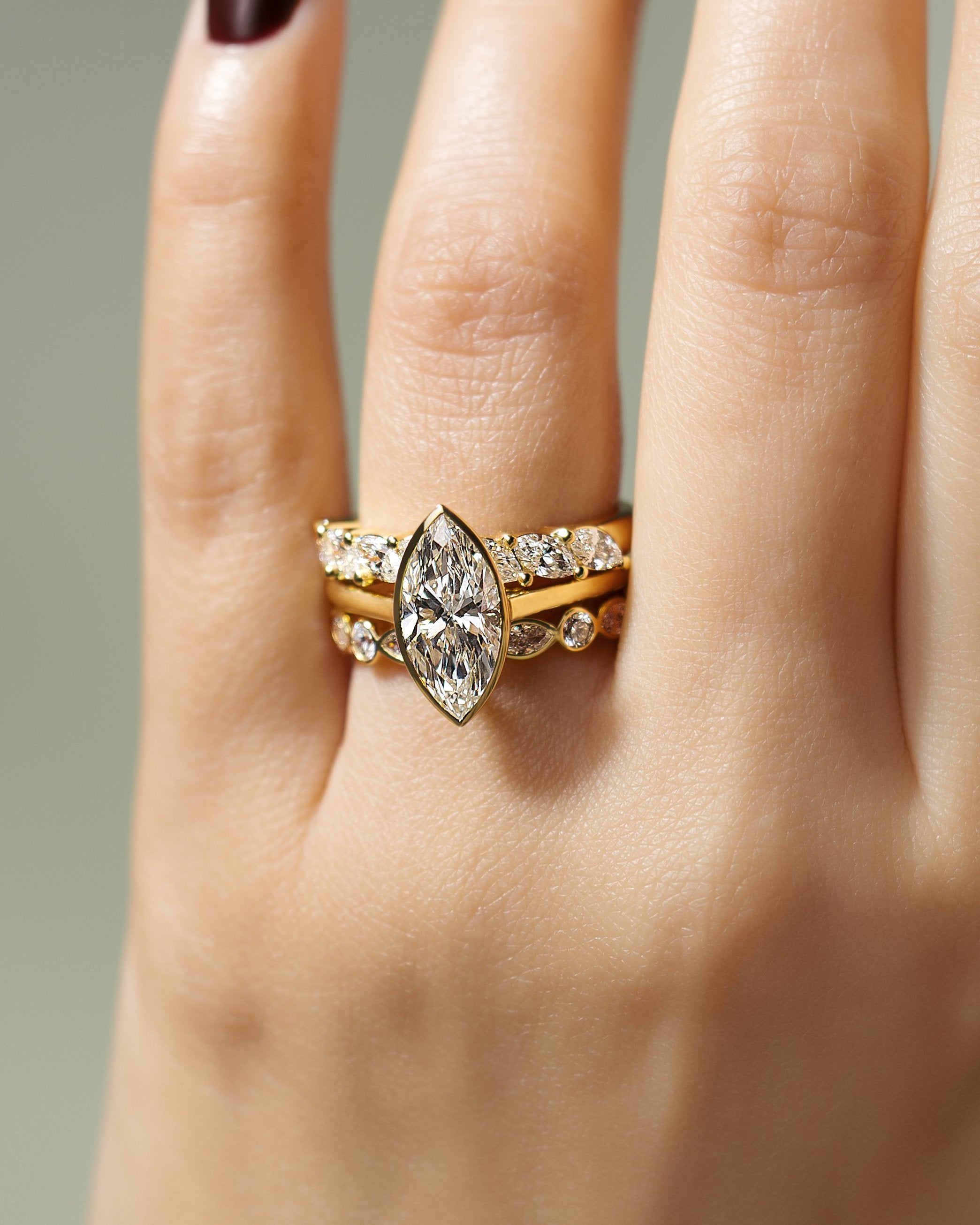 2.0 CT Marquise Cut Moissanite Bezel Engagement Ring