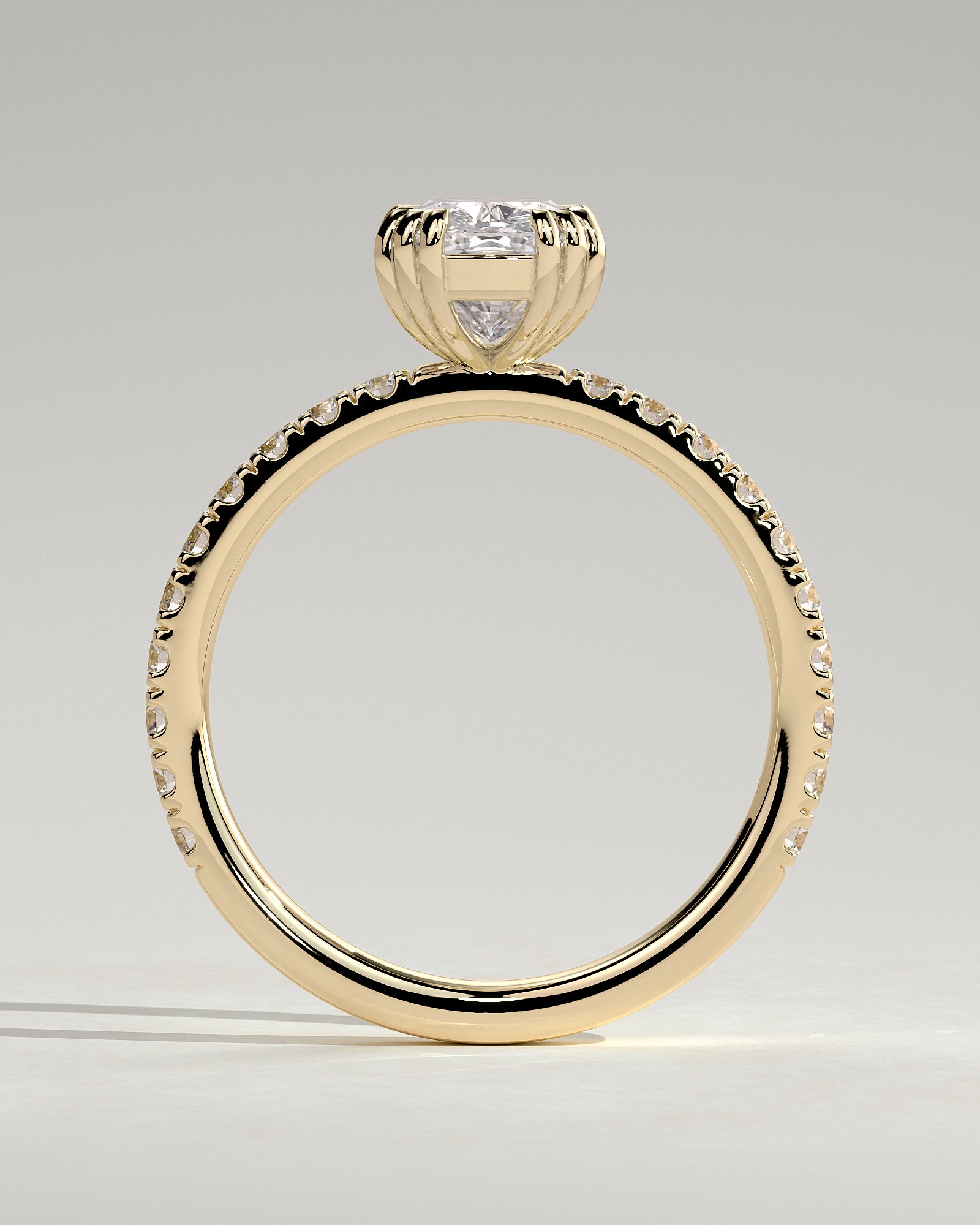 2.0 CT Elongated Cushion Cut Moissanite Pavé Engagement Ring