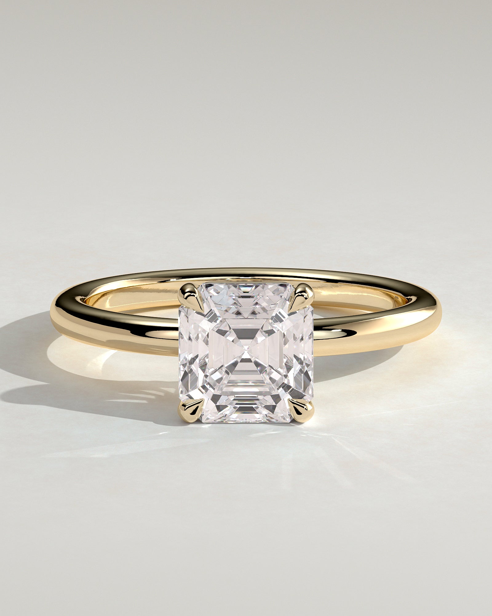 2.0 CT Asscher Cut Moissanite Solitaire Engagement Ring