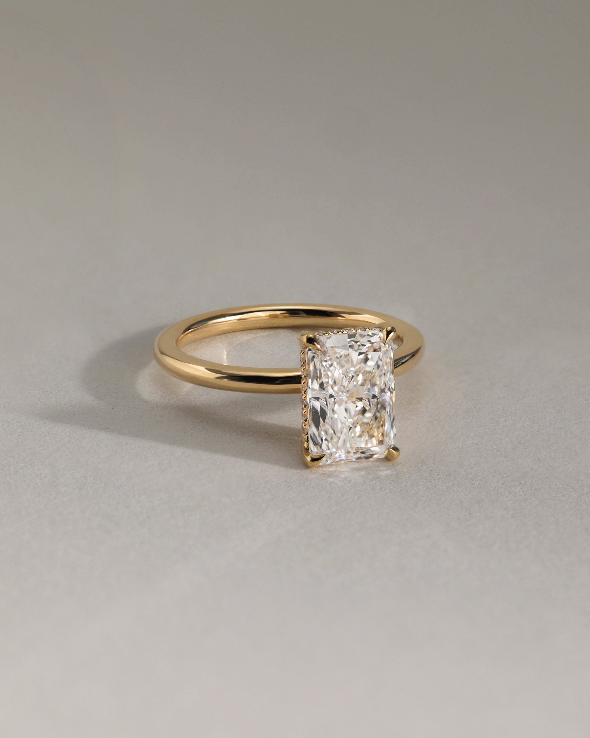 2.0 CT Radiant Cut Moissanite Hidden Halo Engagement Ring