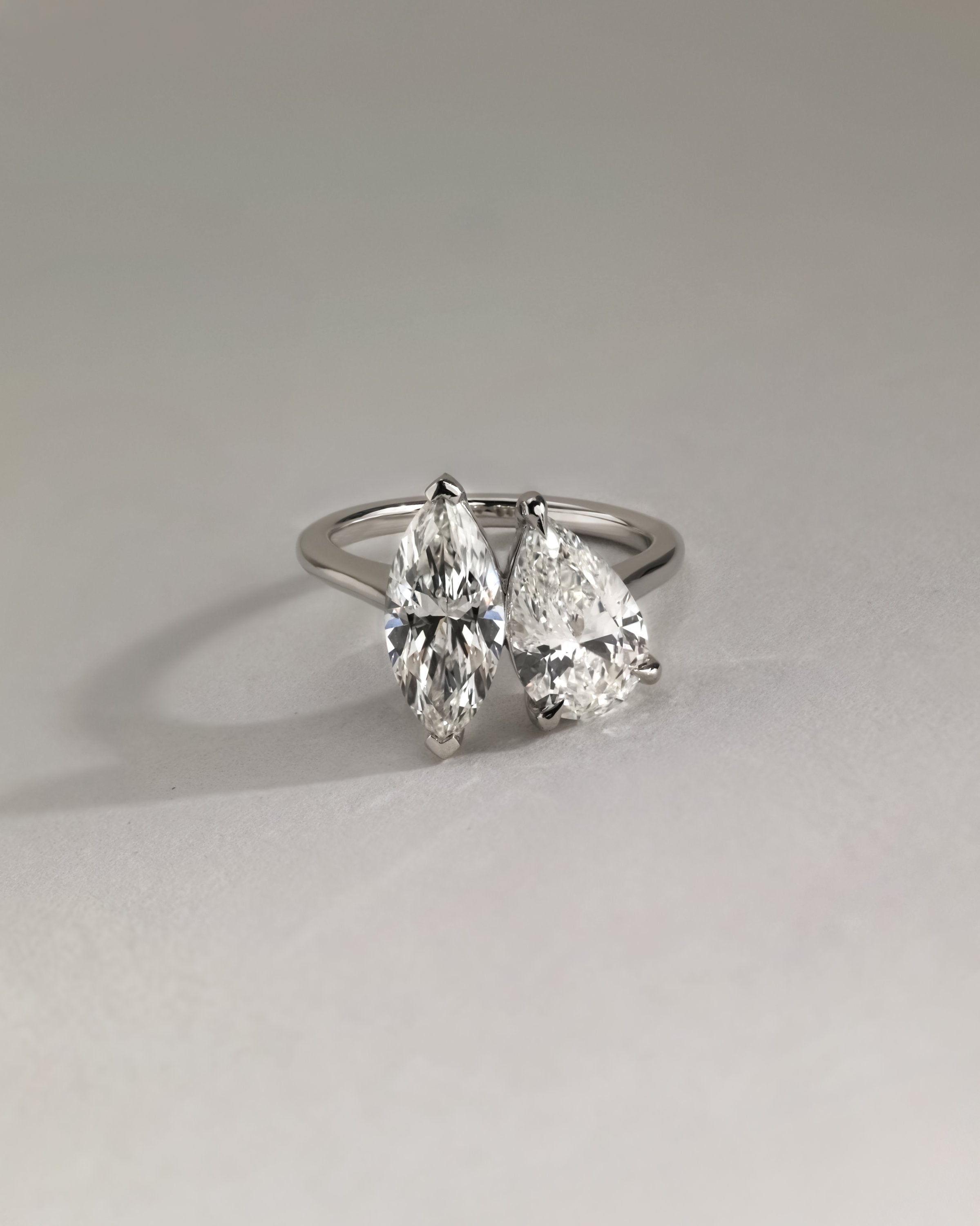 3.30 CT Marquise & Pear Cut Moissanite Bezel Engagement Ring