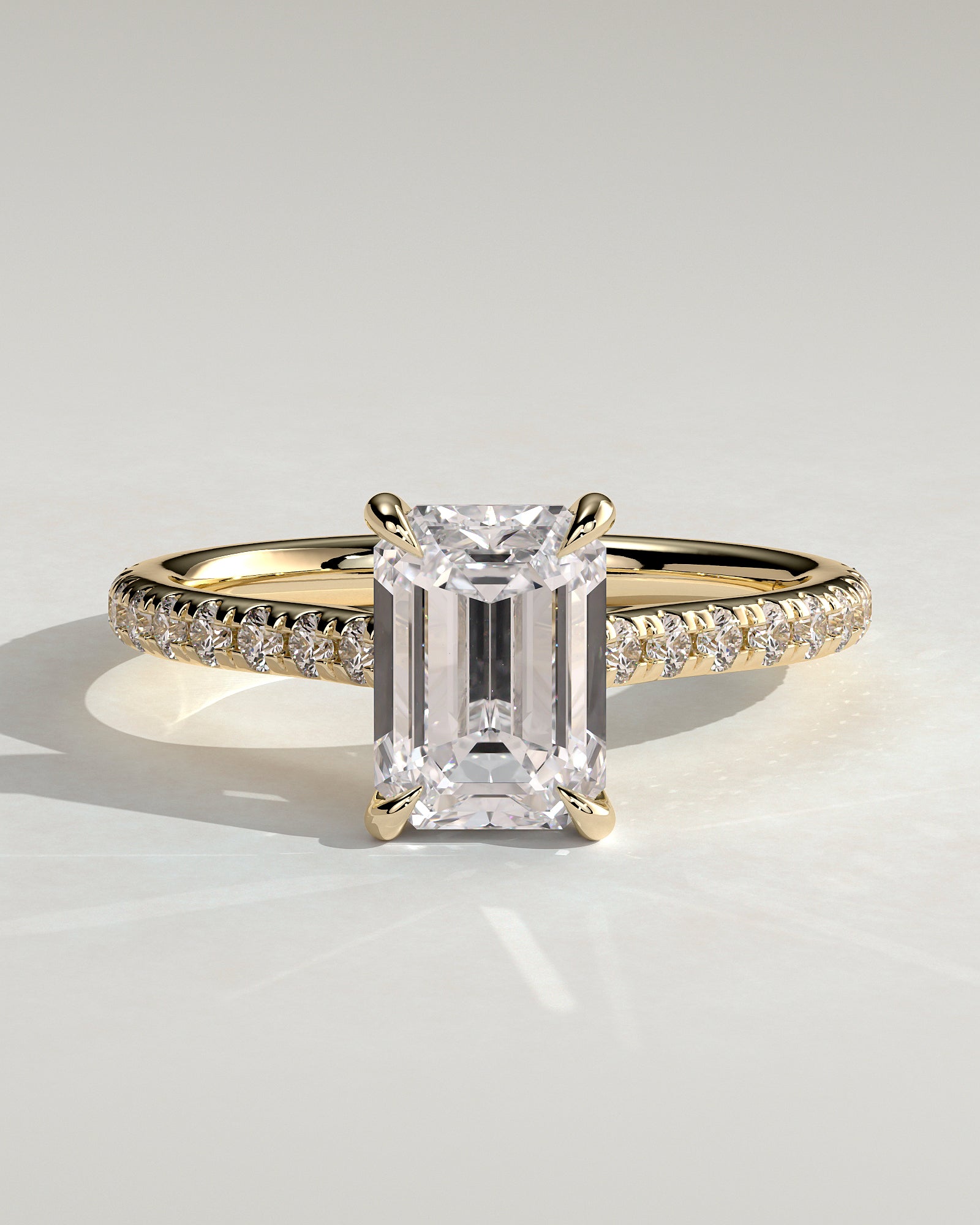 2.0 CT Emerald Cut Moissanite Pave Engagement Ring