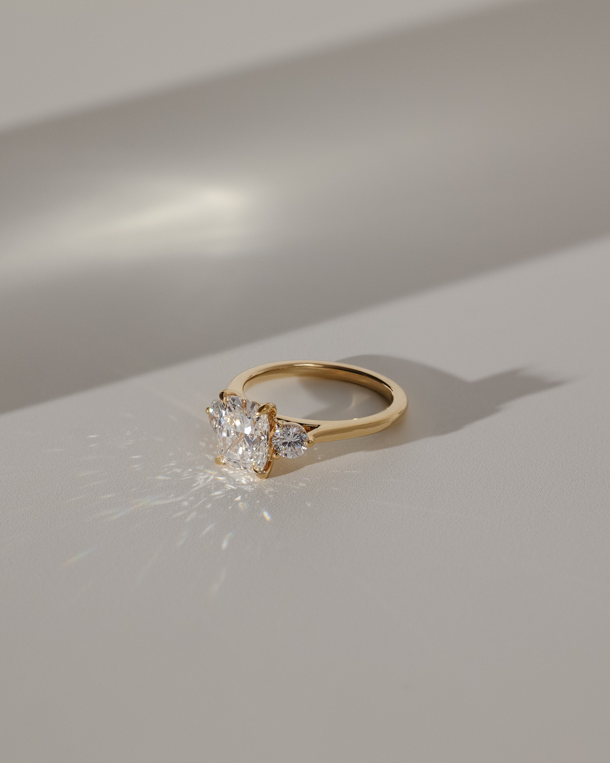 2.0 CT Elongated Cushion Cut Moissanite Three Stone Engagement Ring