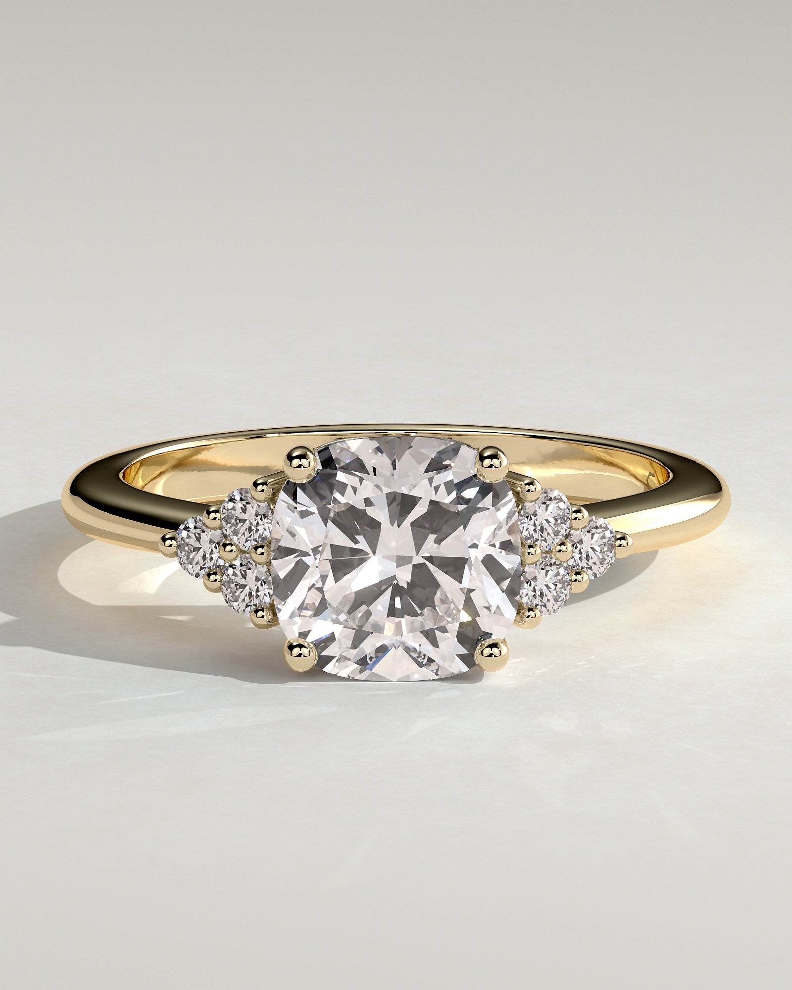 2.0 CT Cushion Cut Moissanite Cluster Engagement Ring