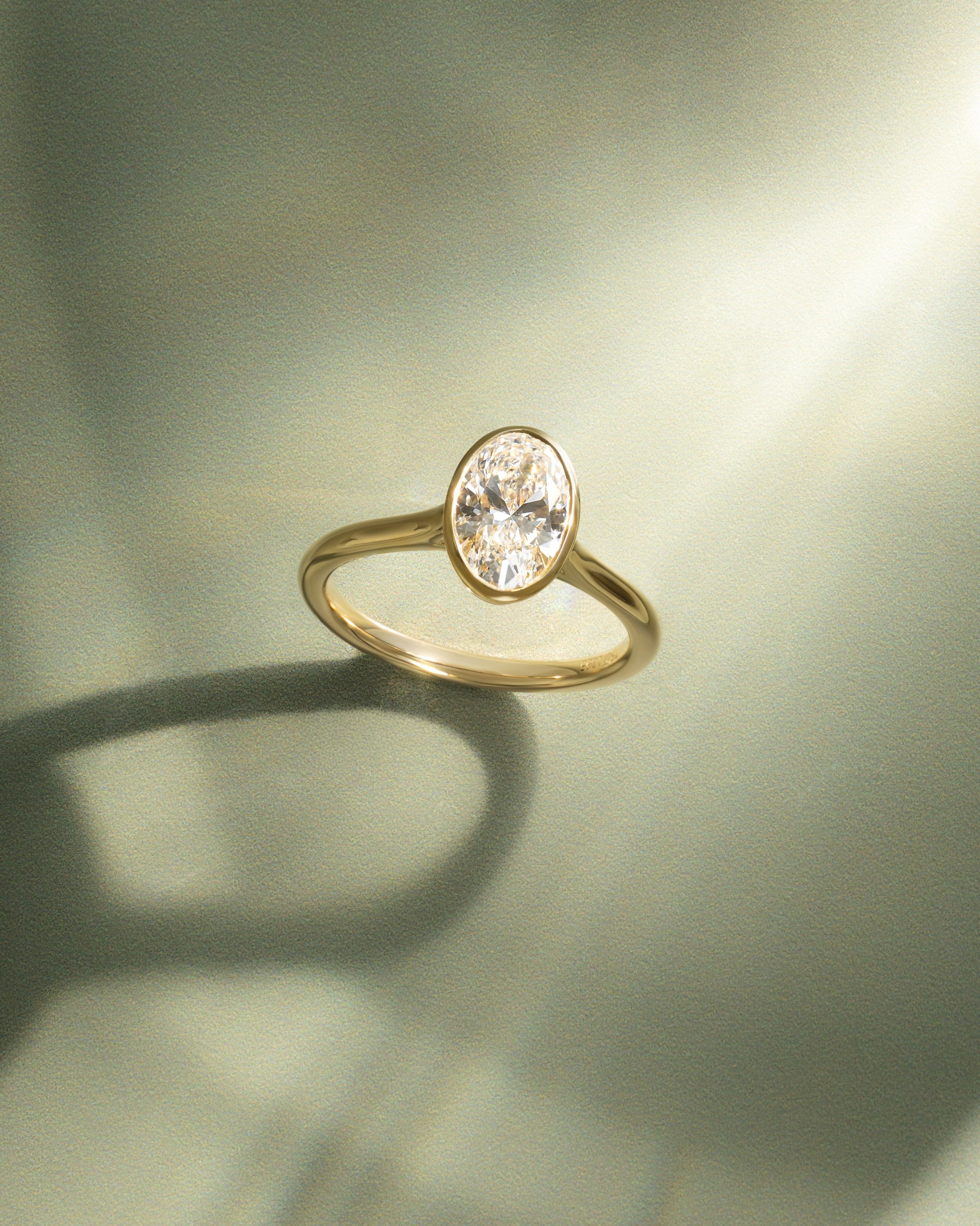 2.0 CT Oval Cut Moissanite Bezel Engagement Ring