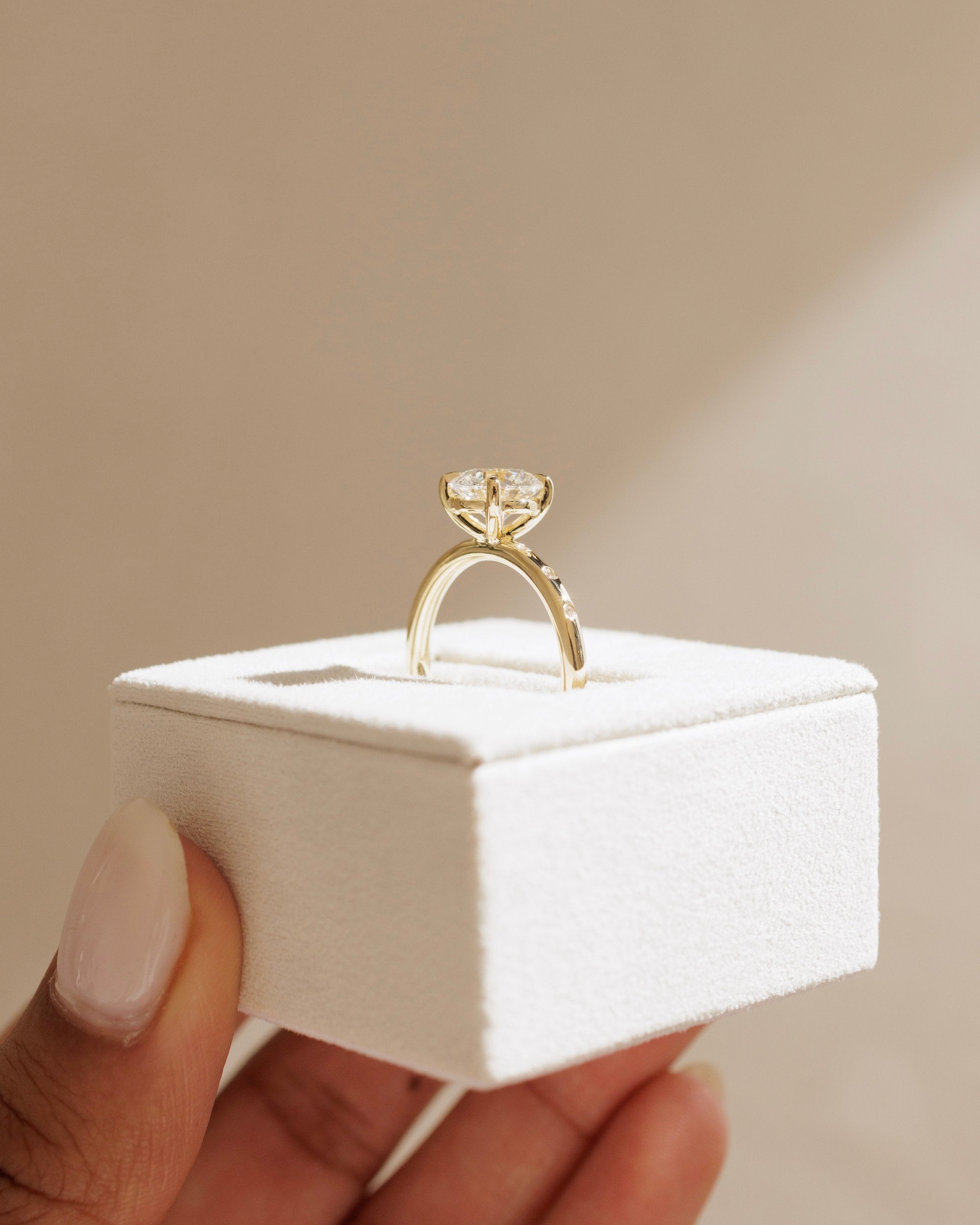 2.0 CT Round Cut Moissanite Flush Setting Engagement Ring