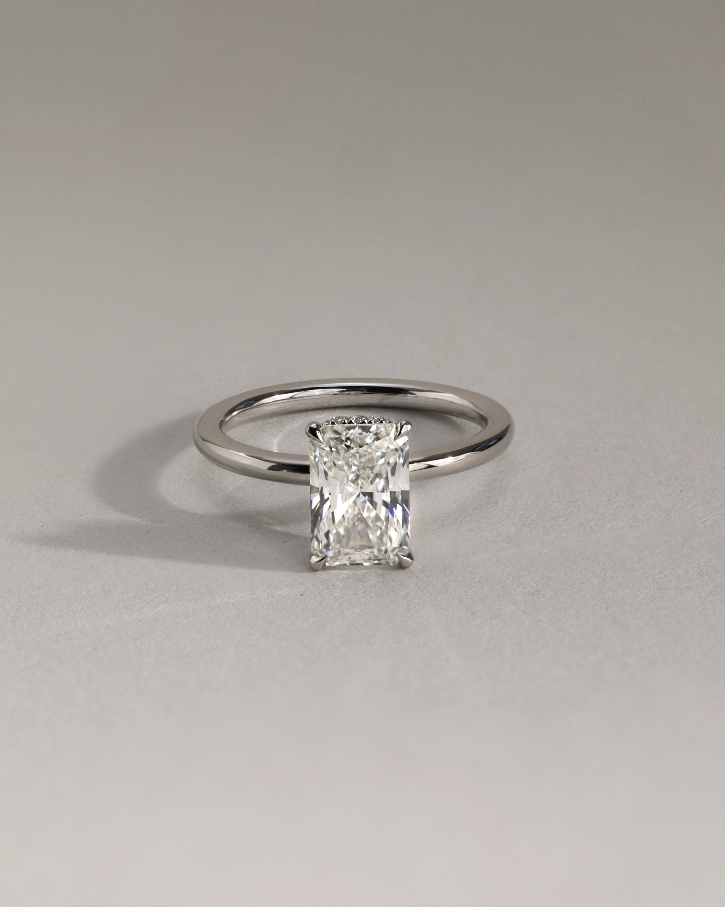 2.0 CT Radiant Cut Moissanite Hidden Halo Engagement Ring