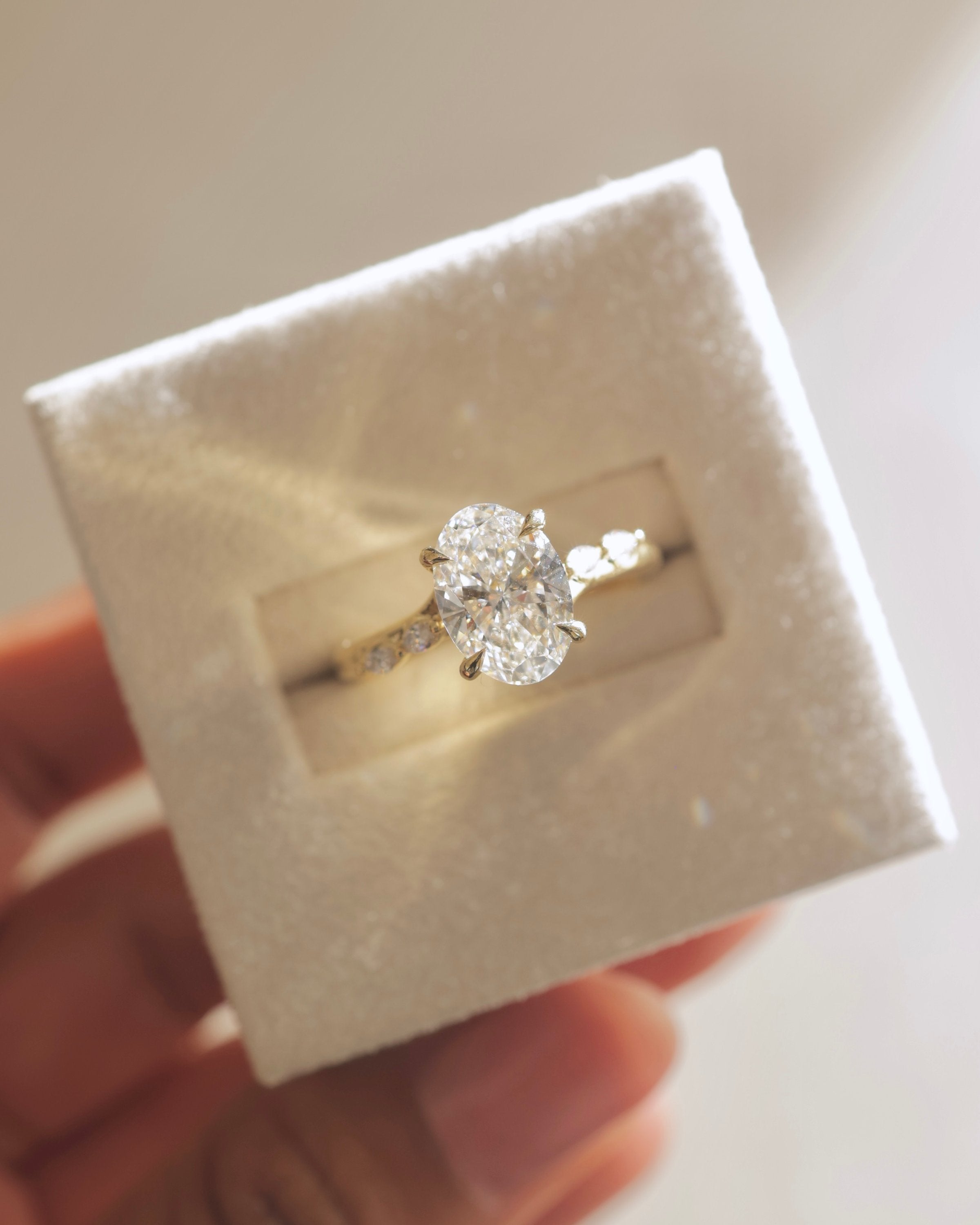 2.0 CT Oval Cut Moissanite pave Engagement Ring