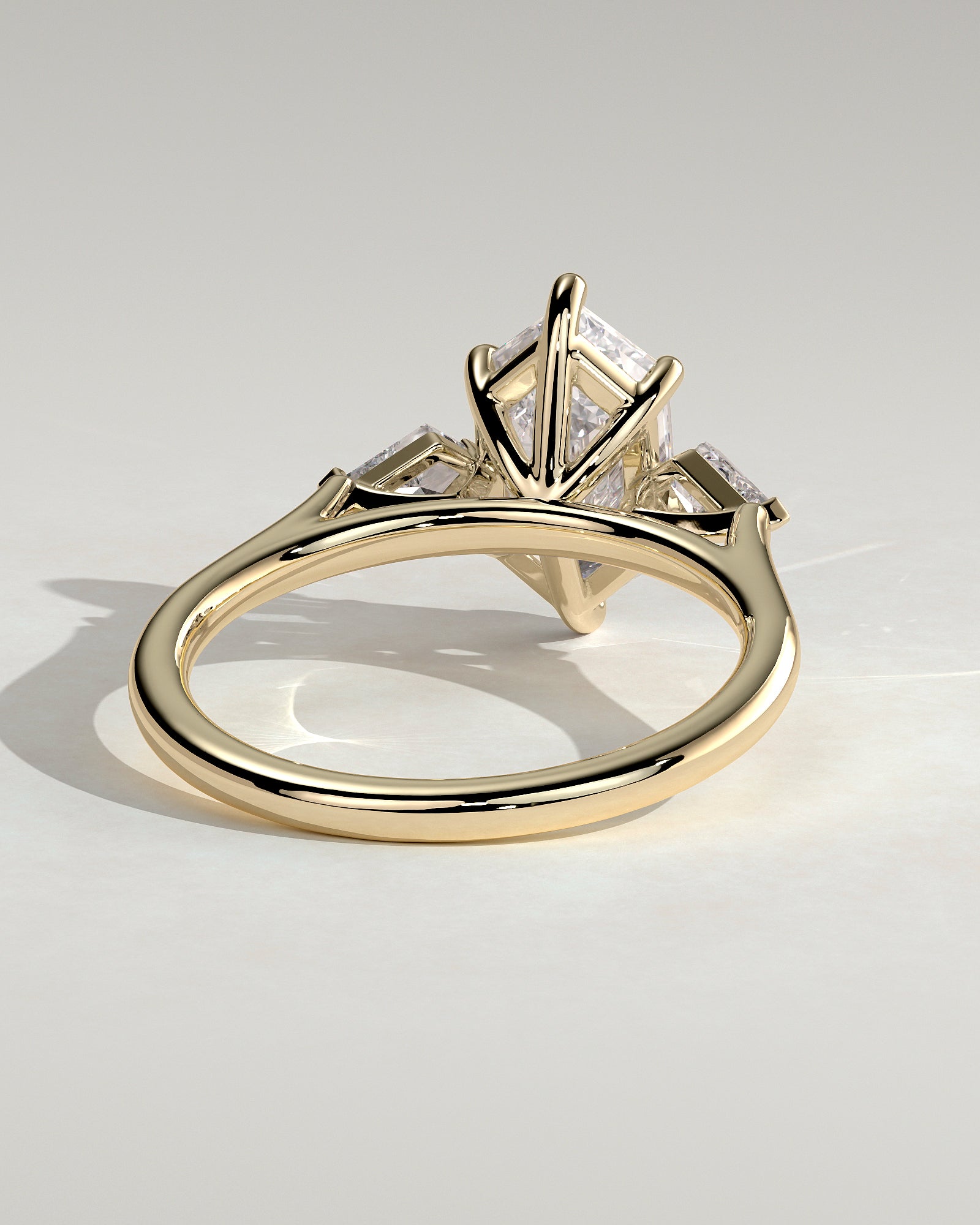 2.0 CT Hexagon Cut Moissanite Three Stone Engagement Ring