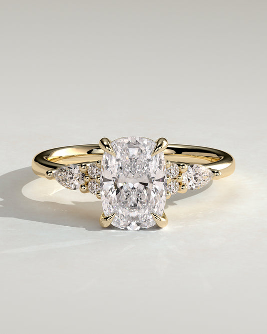 2.0 CT Elongated Cushion Cut Moissanite Cluster Engagement Ring