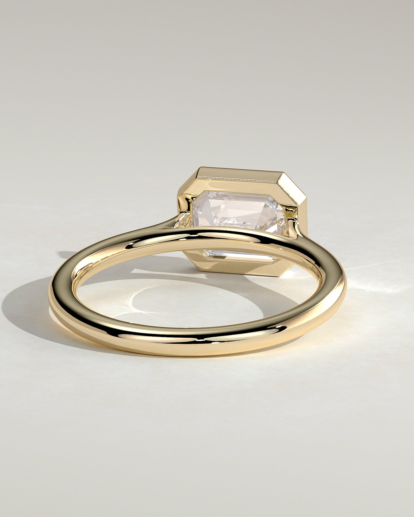 2.0 CT Emerald Cut Moissanite Bezel Engagement Ring