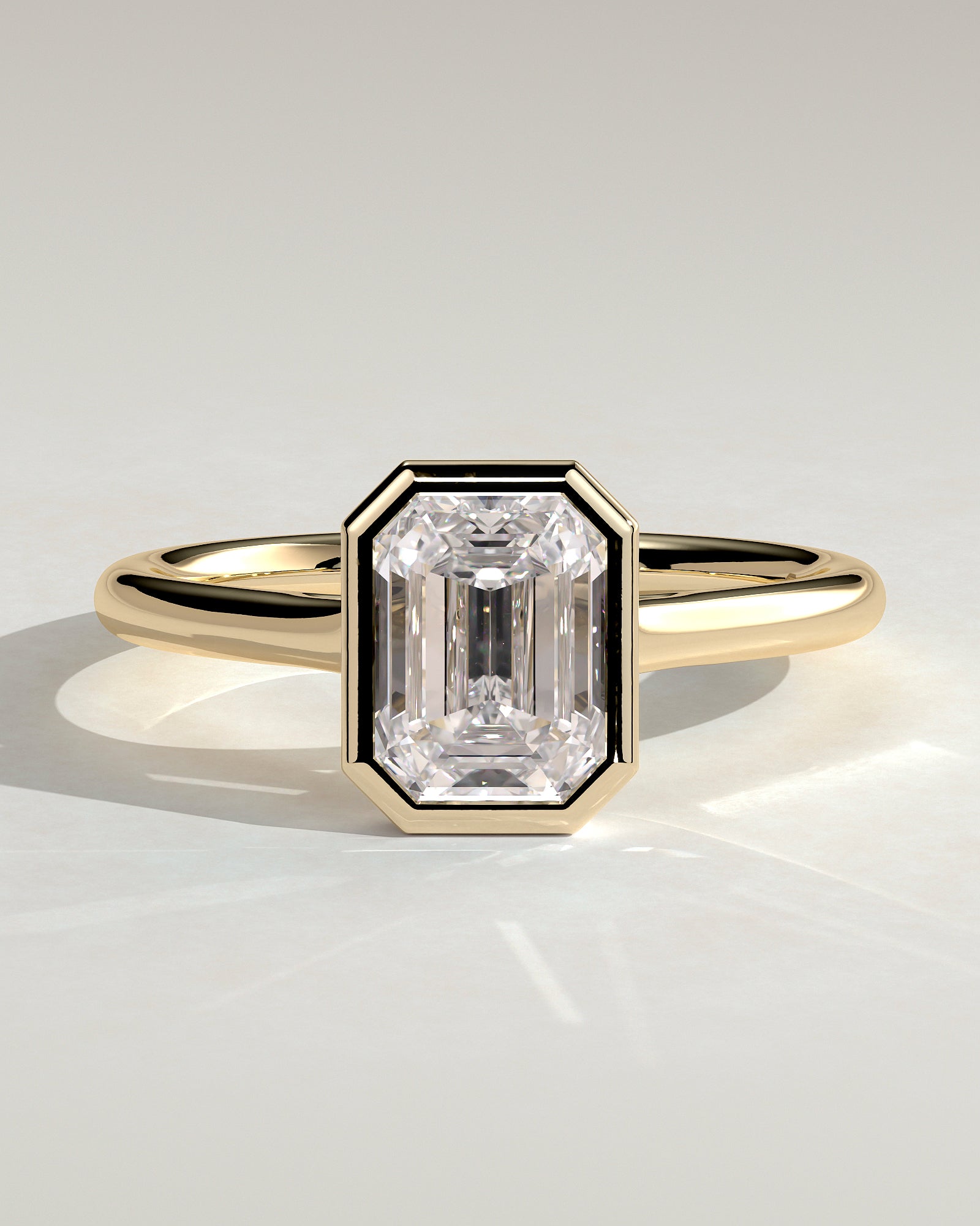 2.0 CT Emerald Cut Moissanite Bezel Solitaire Engagement Ring